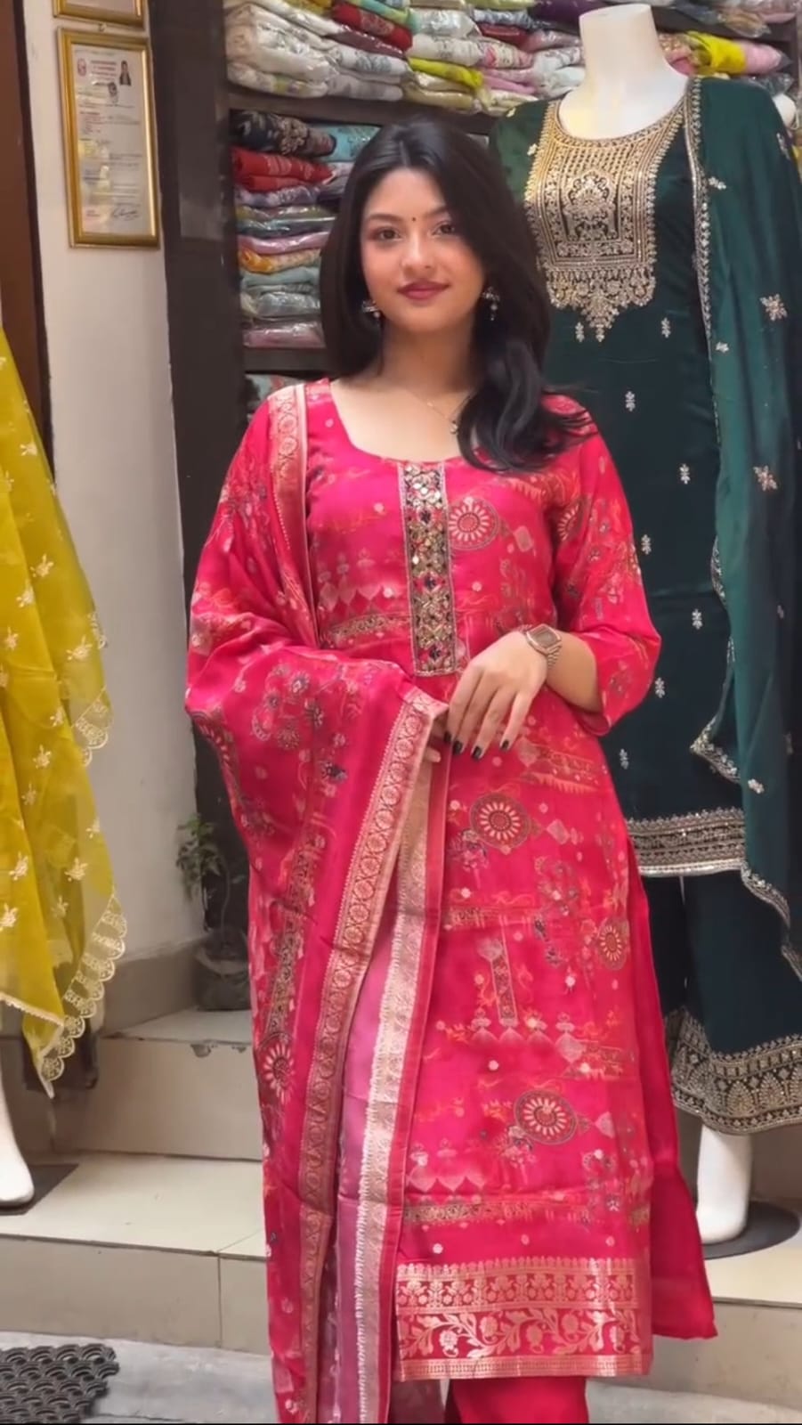 Beautiful Red Silk Zari Weaving Suit Set