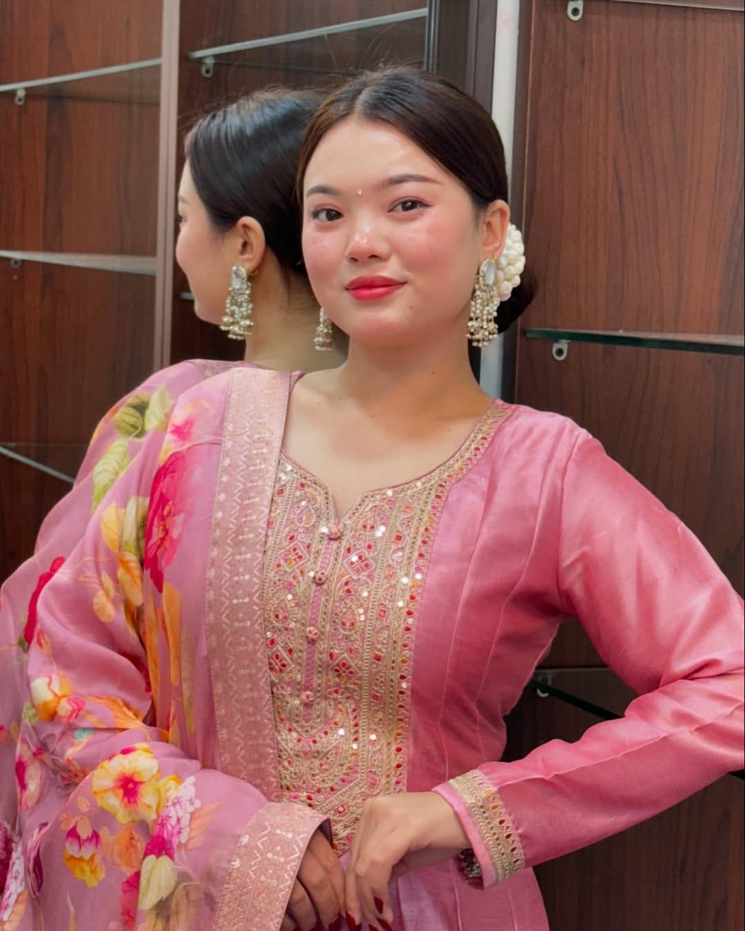 Royale Anarkali Silk With Flared Kurti, Pant & Banarasi Dupatta Set