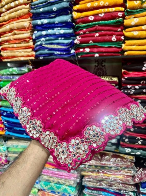 💠“Bollywood Blockbuster Georgette Saree – Heavy Mirror Work | Party Wear Set”