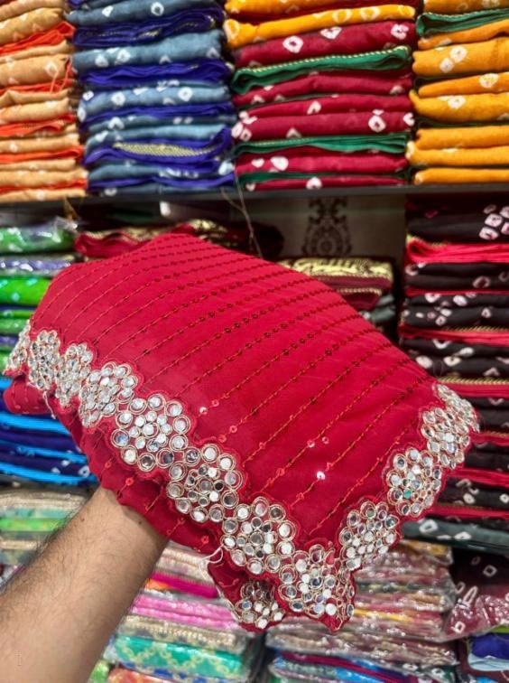 💠“Bollywood Blockbuster Georgette Saree – Heavy Mirror Work | Party Wear Set”