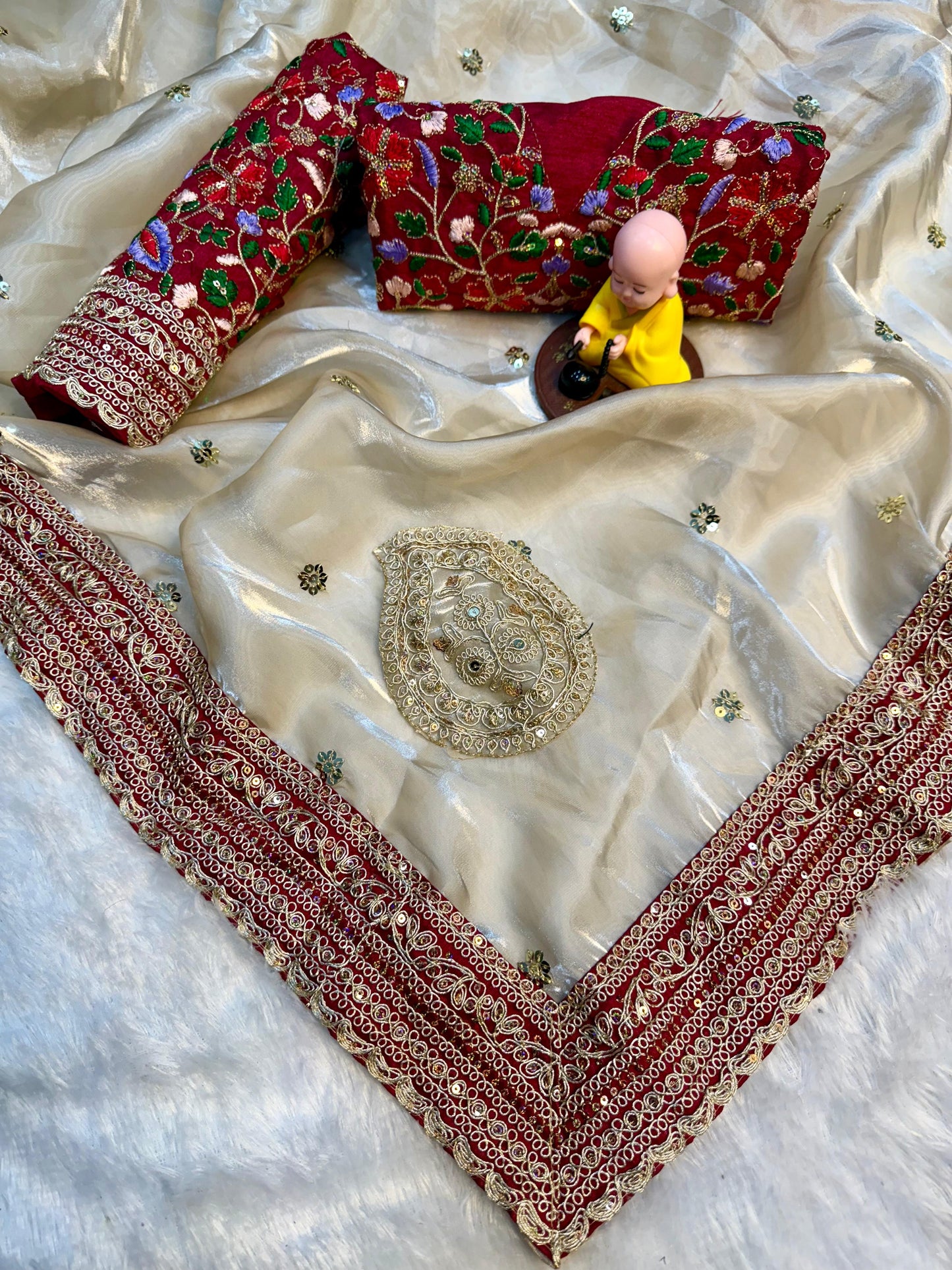 Luxury Embroidered Jimmy Choo Saree with Sequin & Dori Work