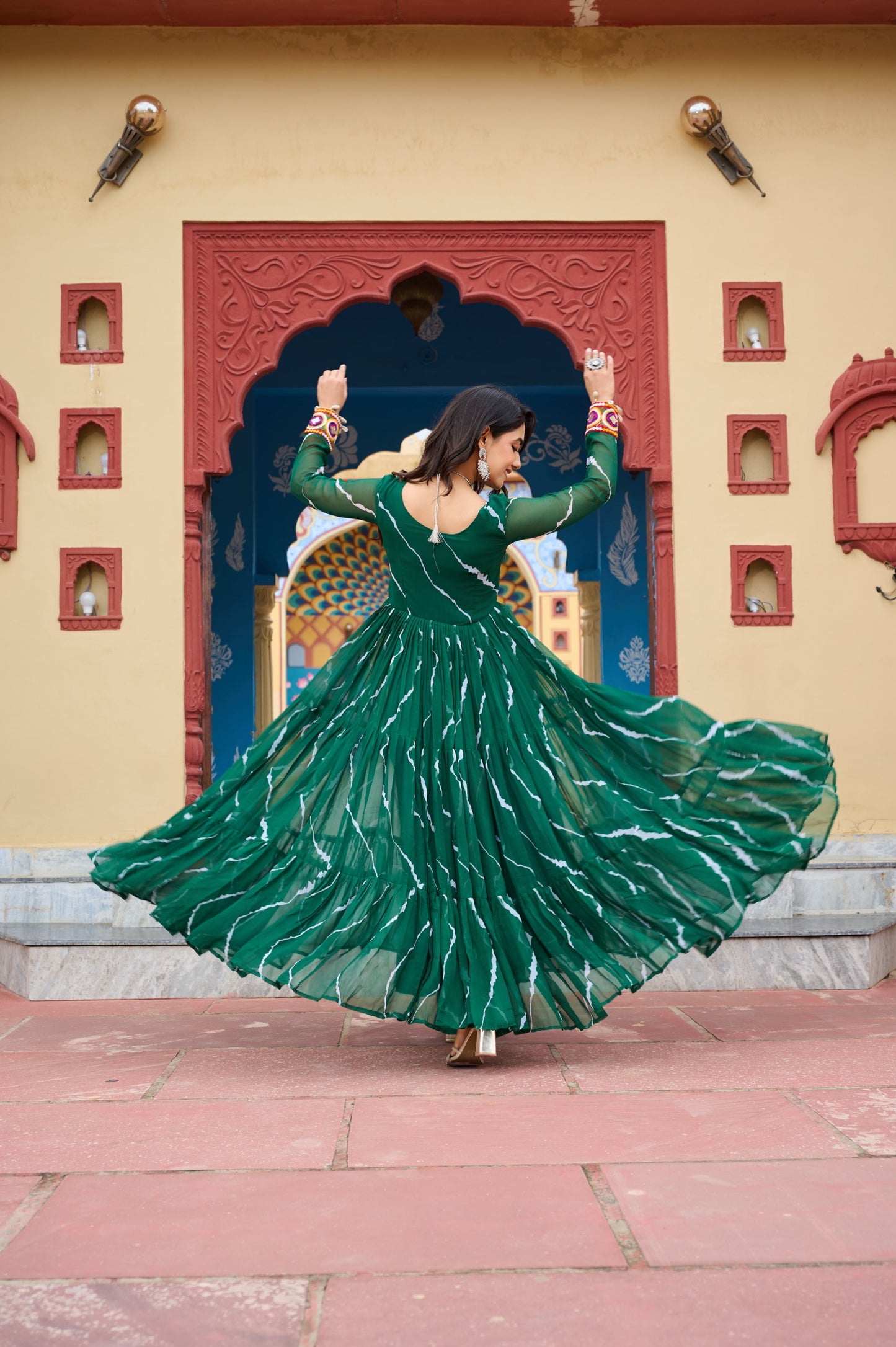 ✨ New Arrival – Laheriya Print Kutchi Patchwork Gown ✨