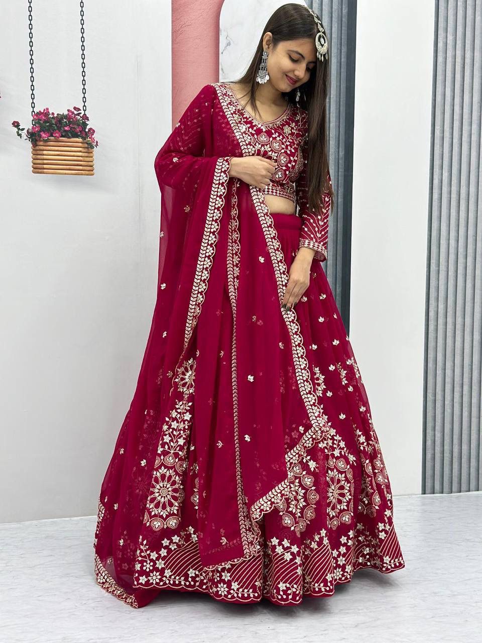 Designer Embroidered Fox Georgette Lehenga Choli