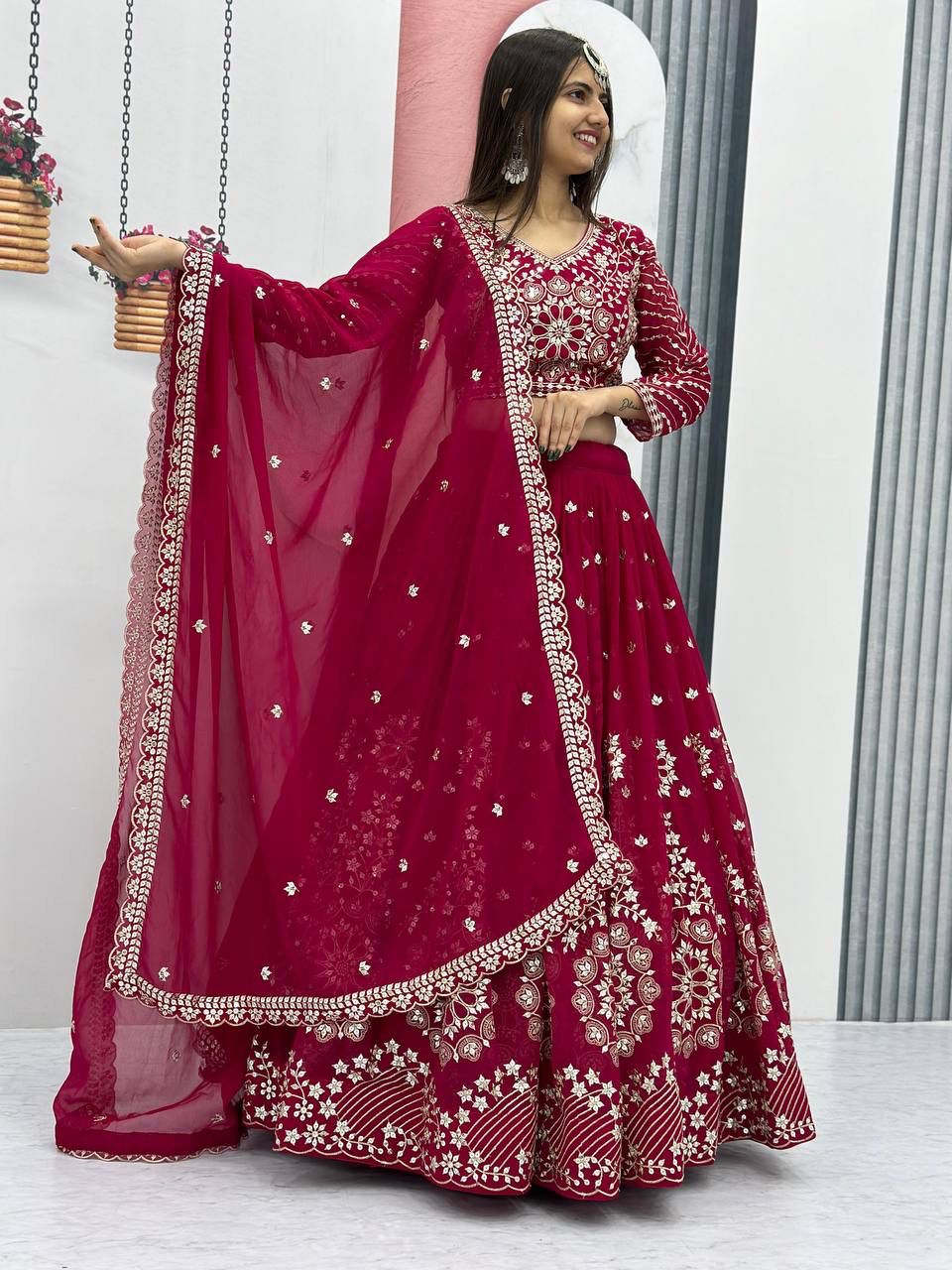 Designer Embroidered Fox Georgette Lehenga Choli