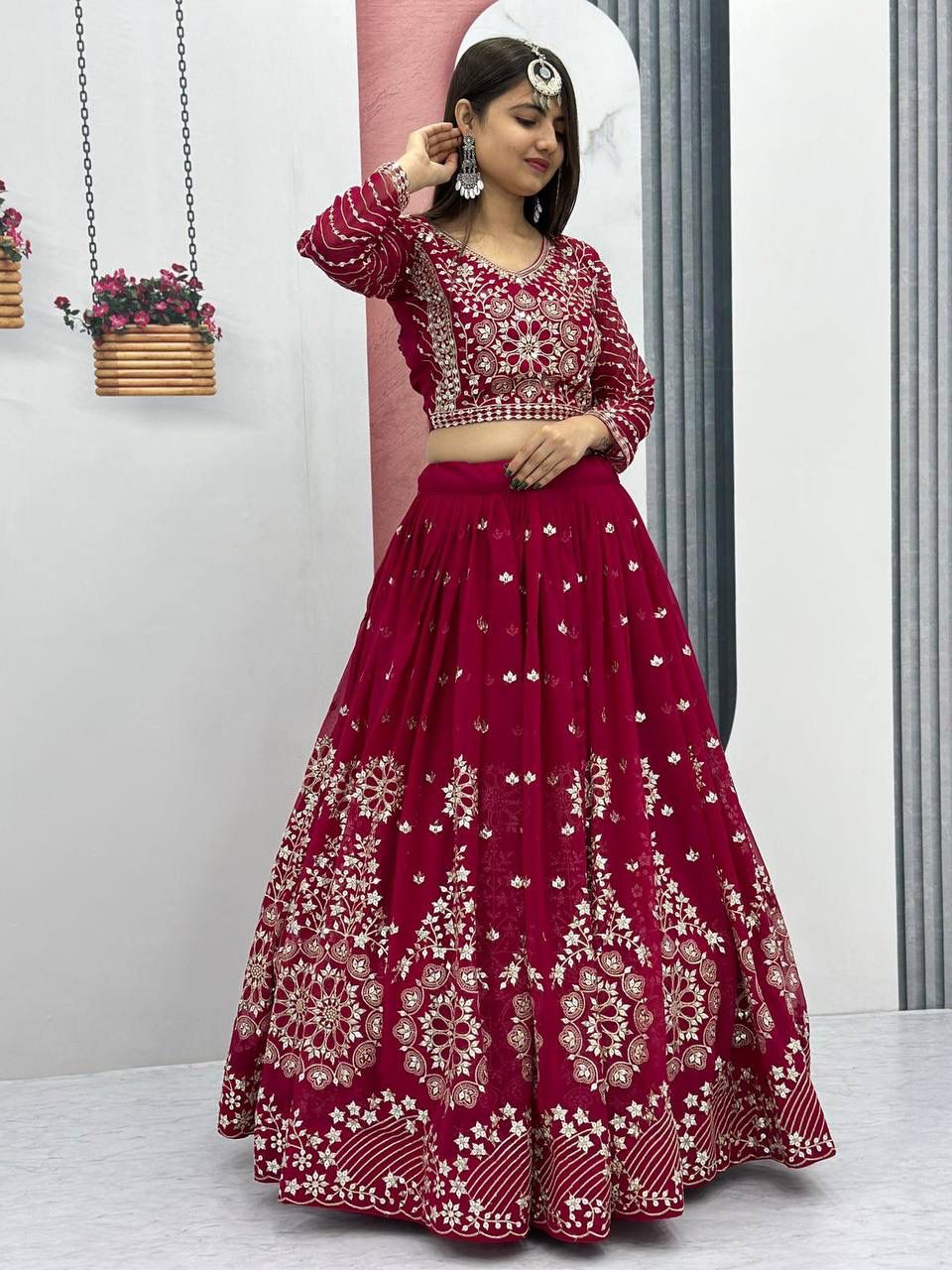 Designer Embroidered Fox Georgette Lehenga Choli