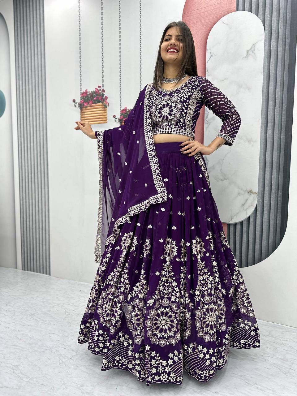 Elegant Fox Georgette Dupatta with Heavy Embroidery