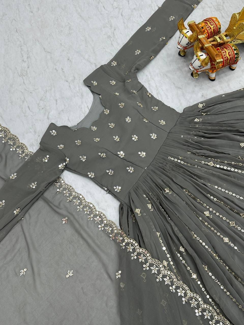 Heavy Embroidery Gown with Cotton Inner by Her Highness Fashion