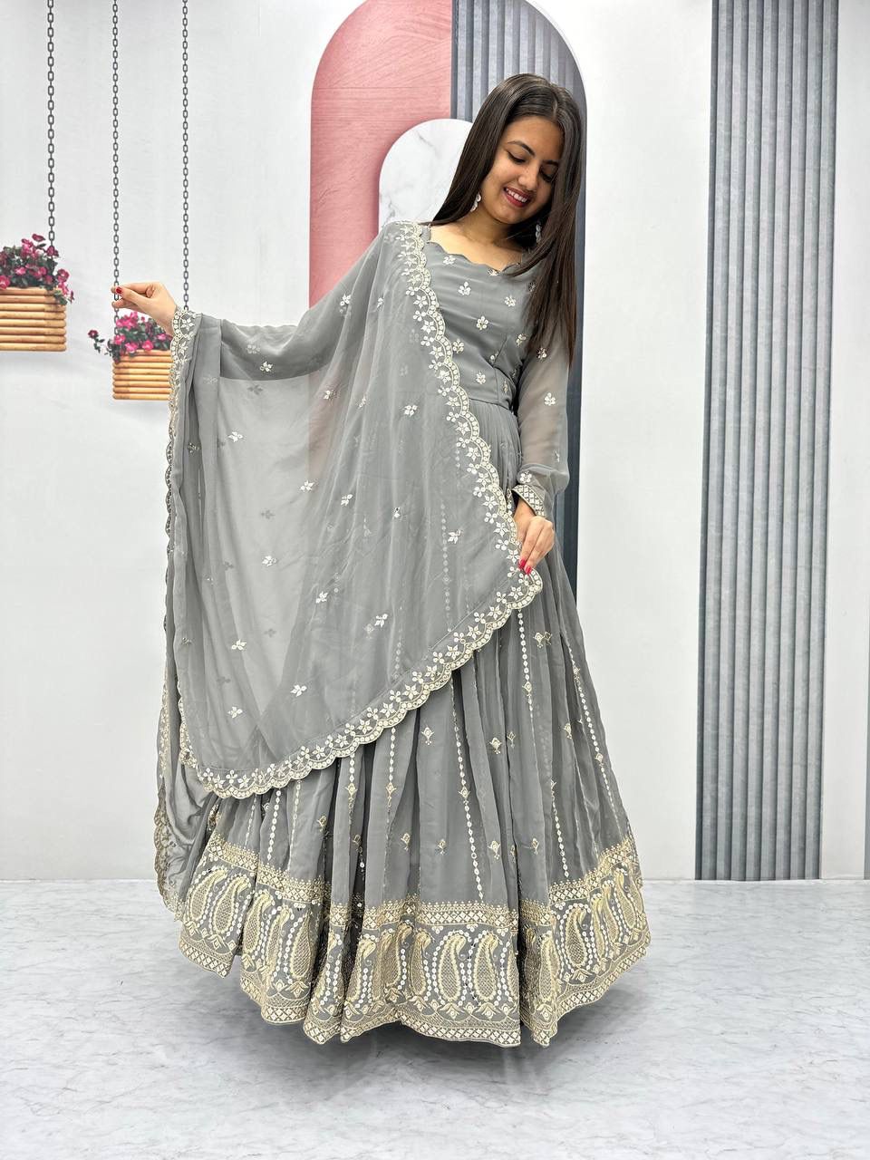 Fully Stitched Fox Georgette Gown Ready to Wear