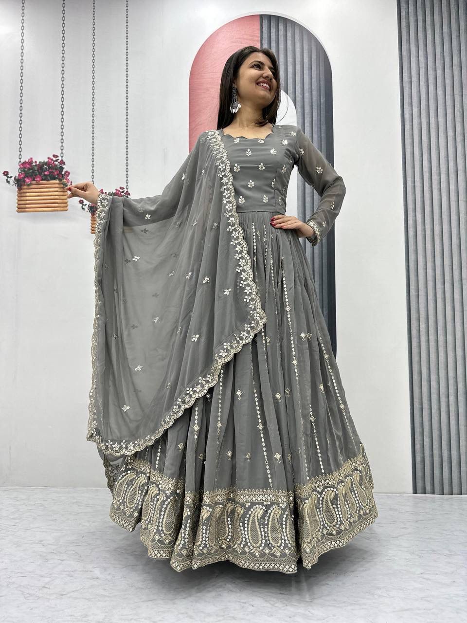 Fully Stitched Fox Georgette Gown Ready to Wear