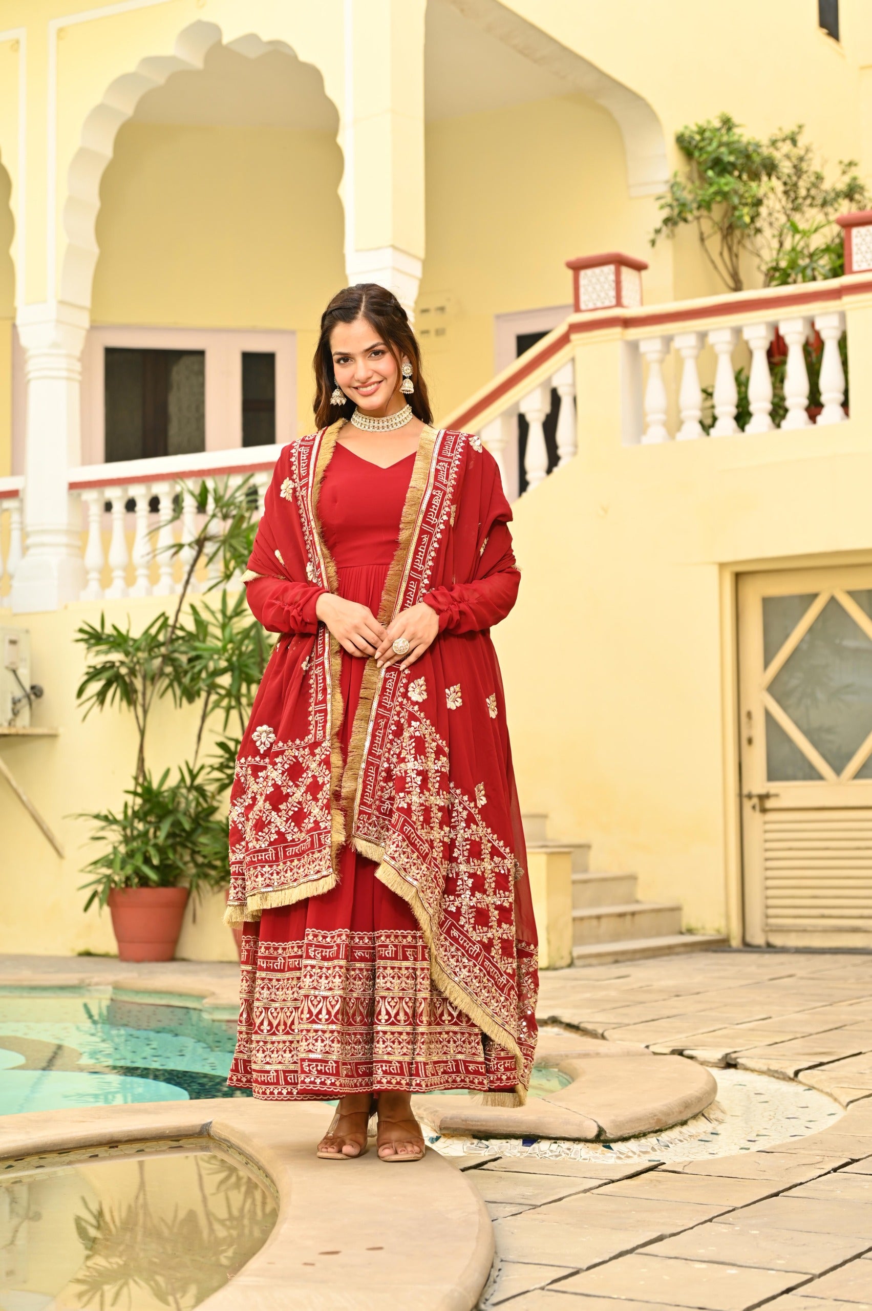 Long flair gown with cotton lining
