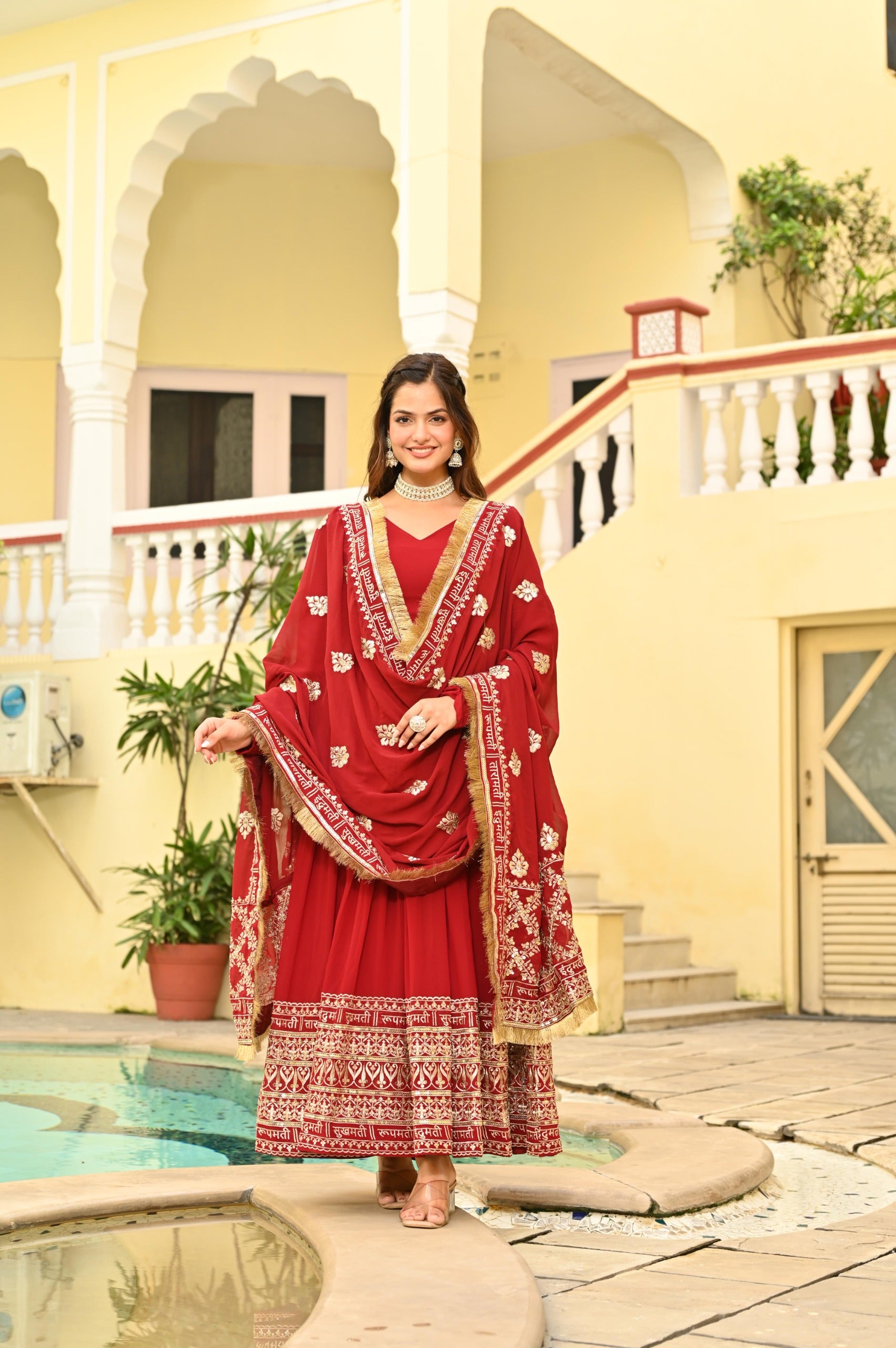 Premium embroidered gown set