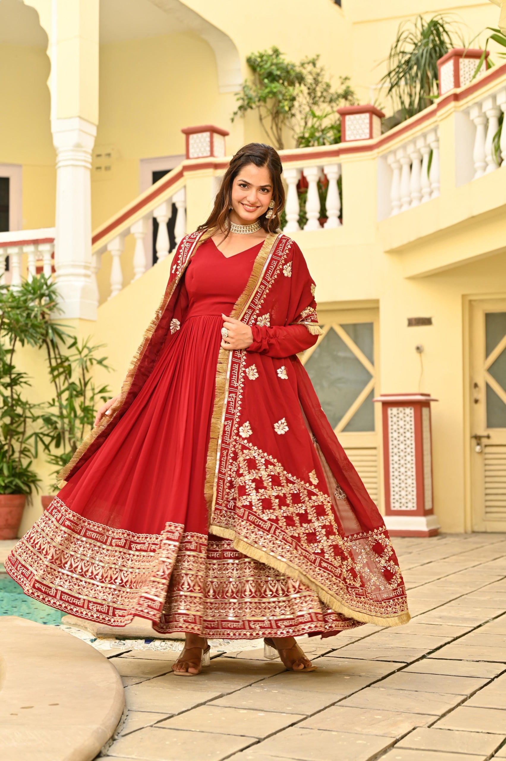 Designer gown and dupatta combo