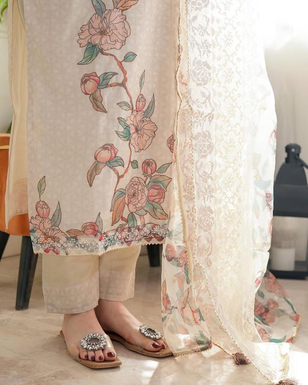 Festive and Casual Off-White Suit Set