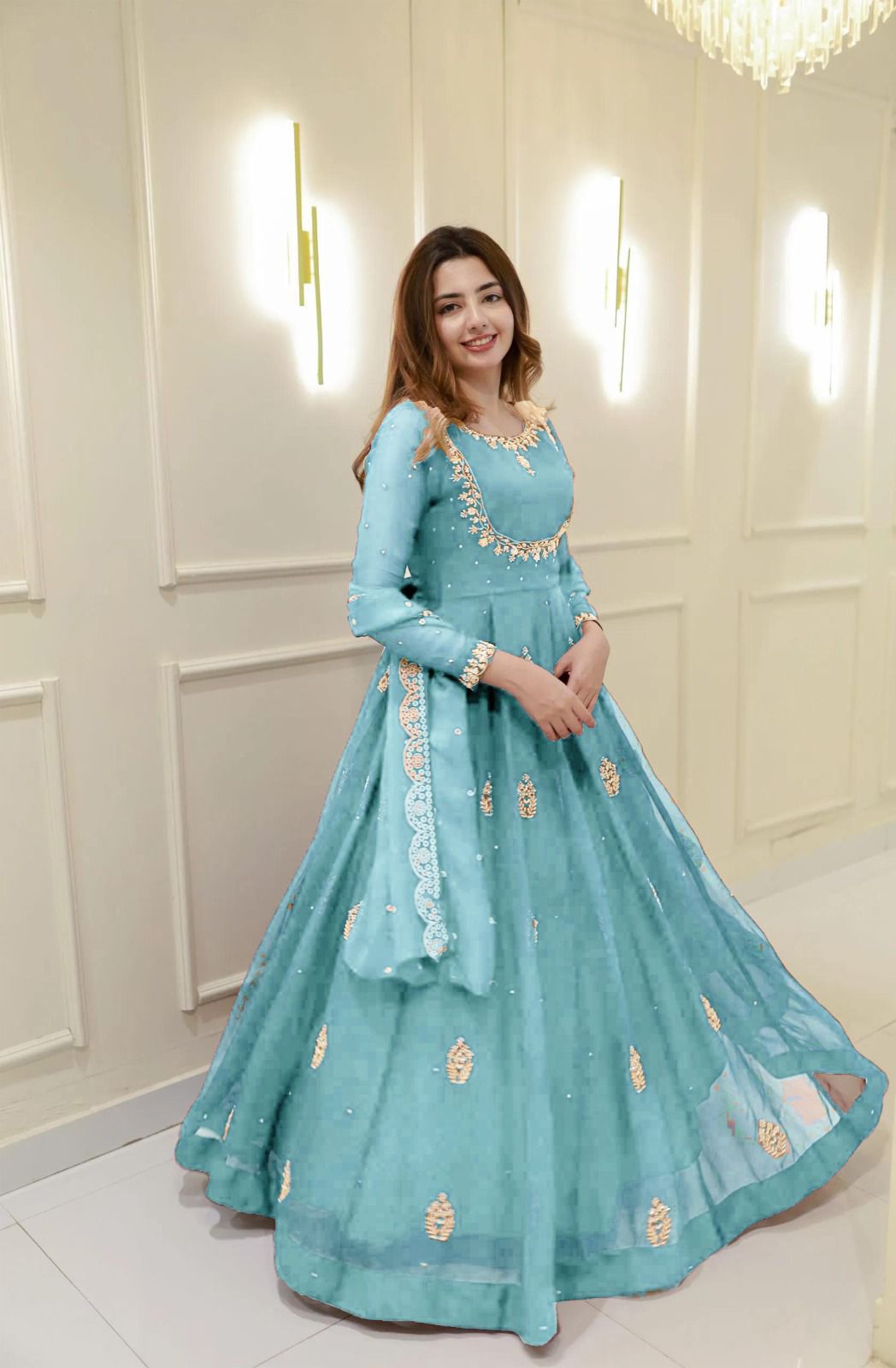 Georgette Dupatta with Sequin Embroidered Border