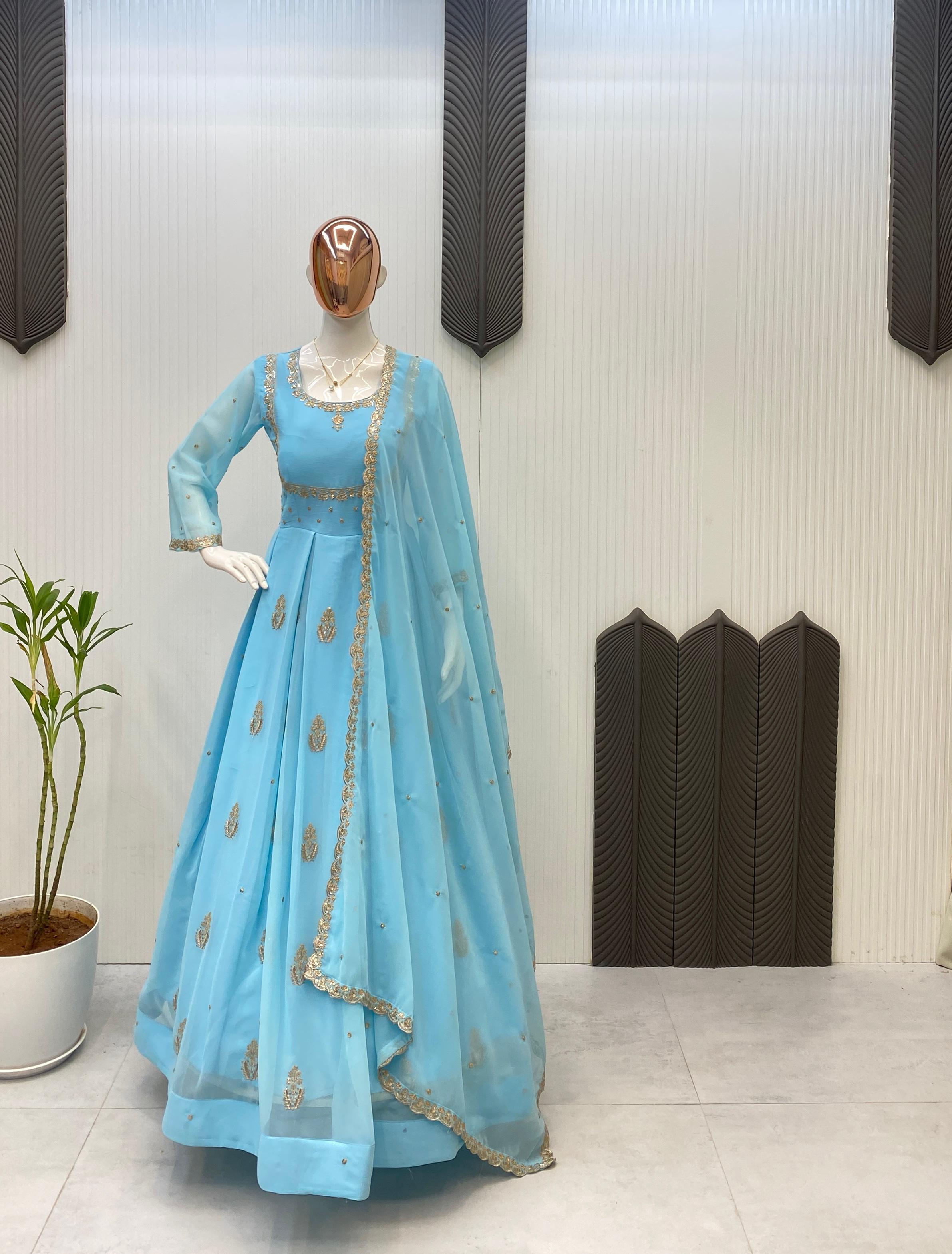 Georgette Dupatta with Sequin Embroidered Border
