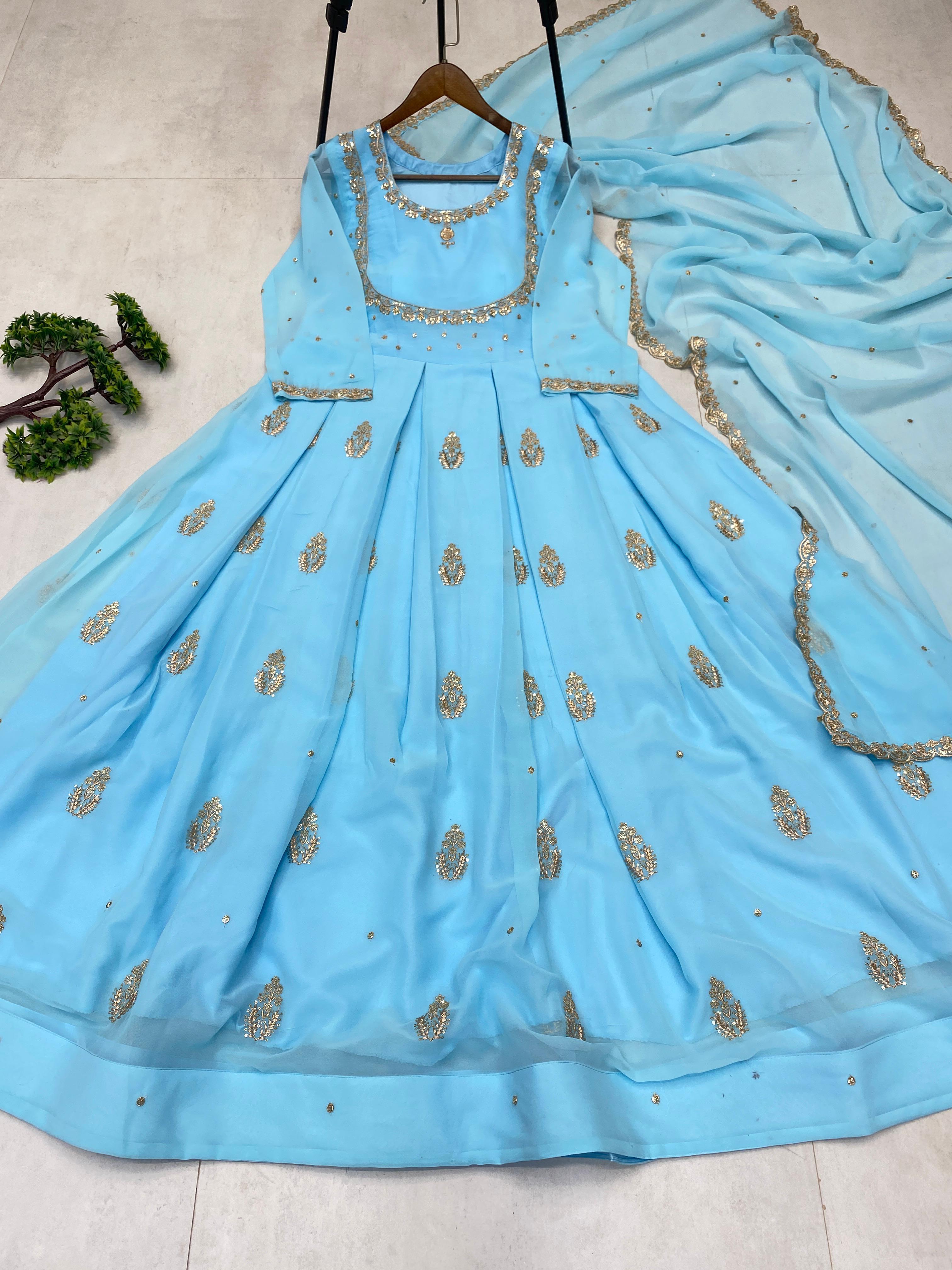 Georgette Dupatta with Sequin Embroidered Border