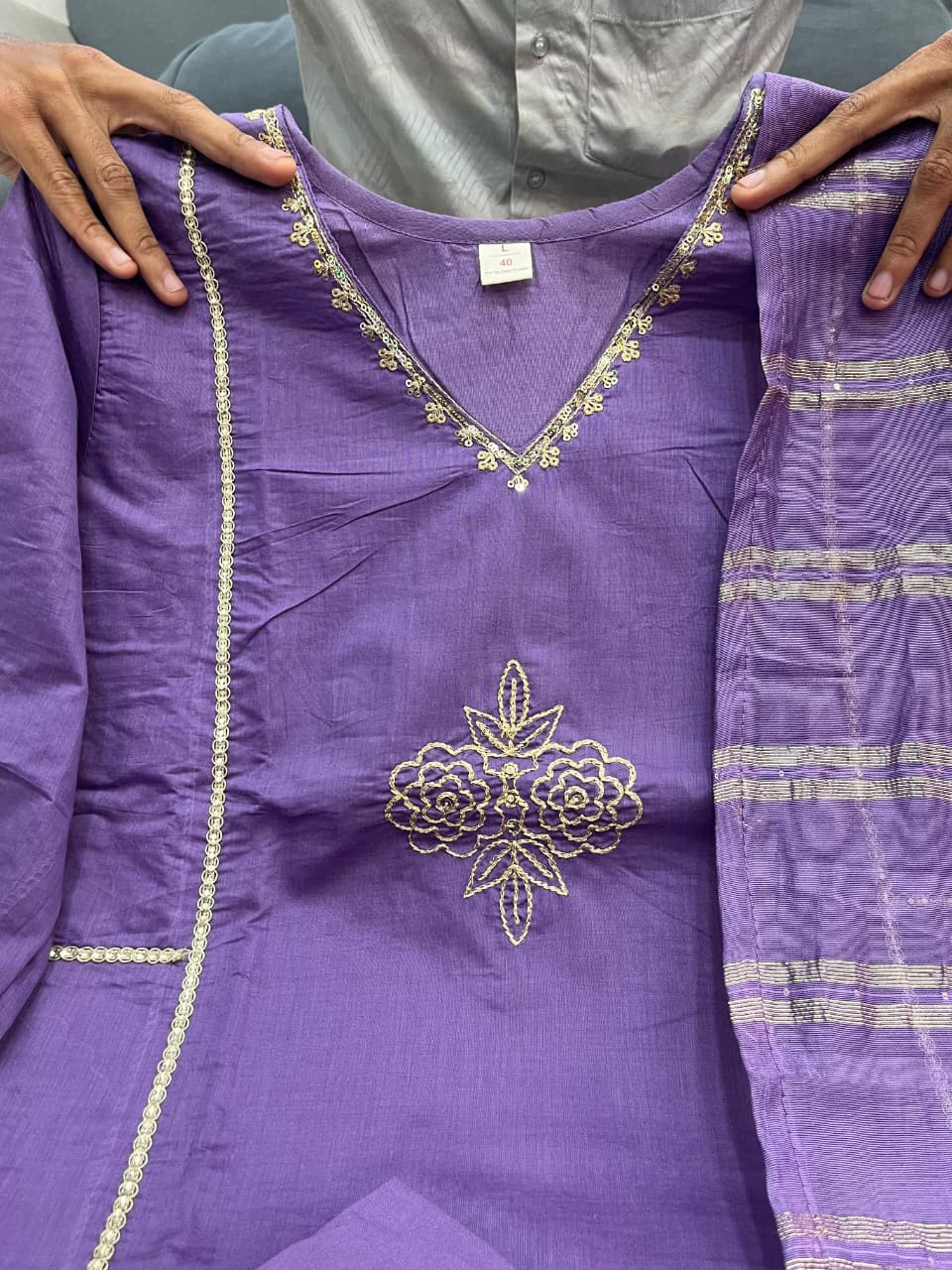 Elegant Embroidered Yoke Detailing on Premium Chanderi Kurti