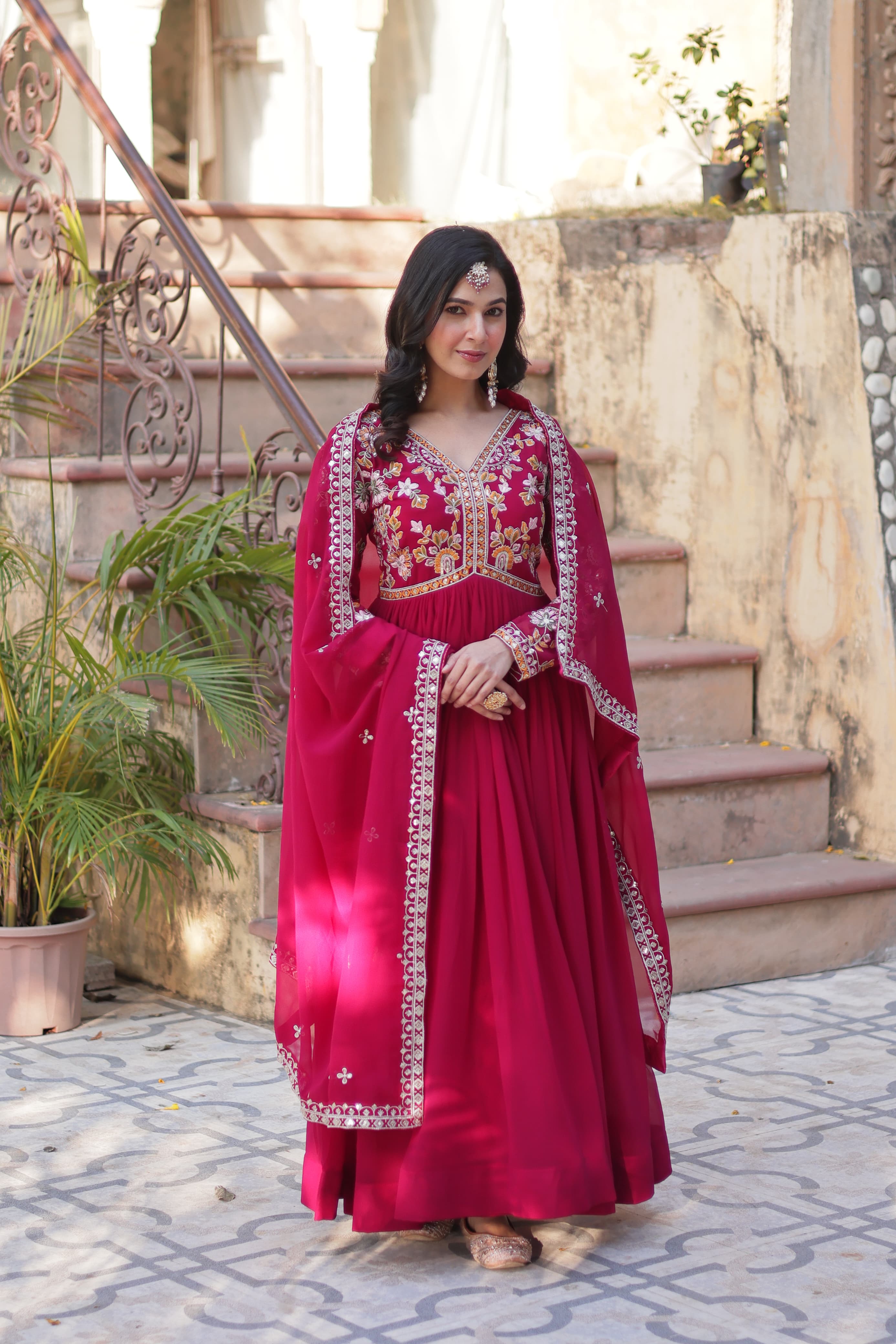 Luxury ethnic gown with zari work