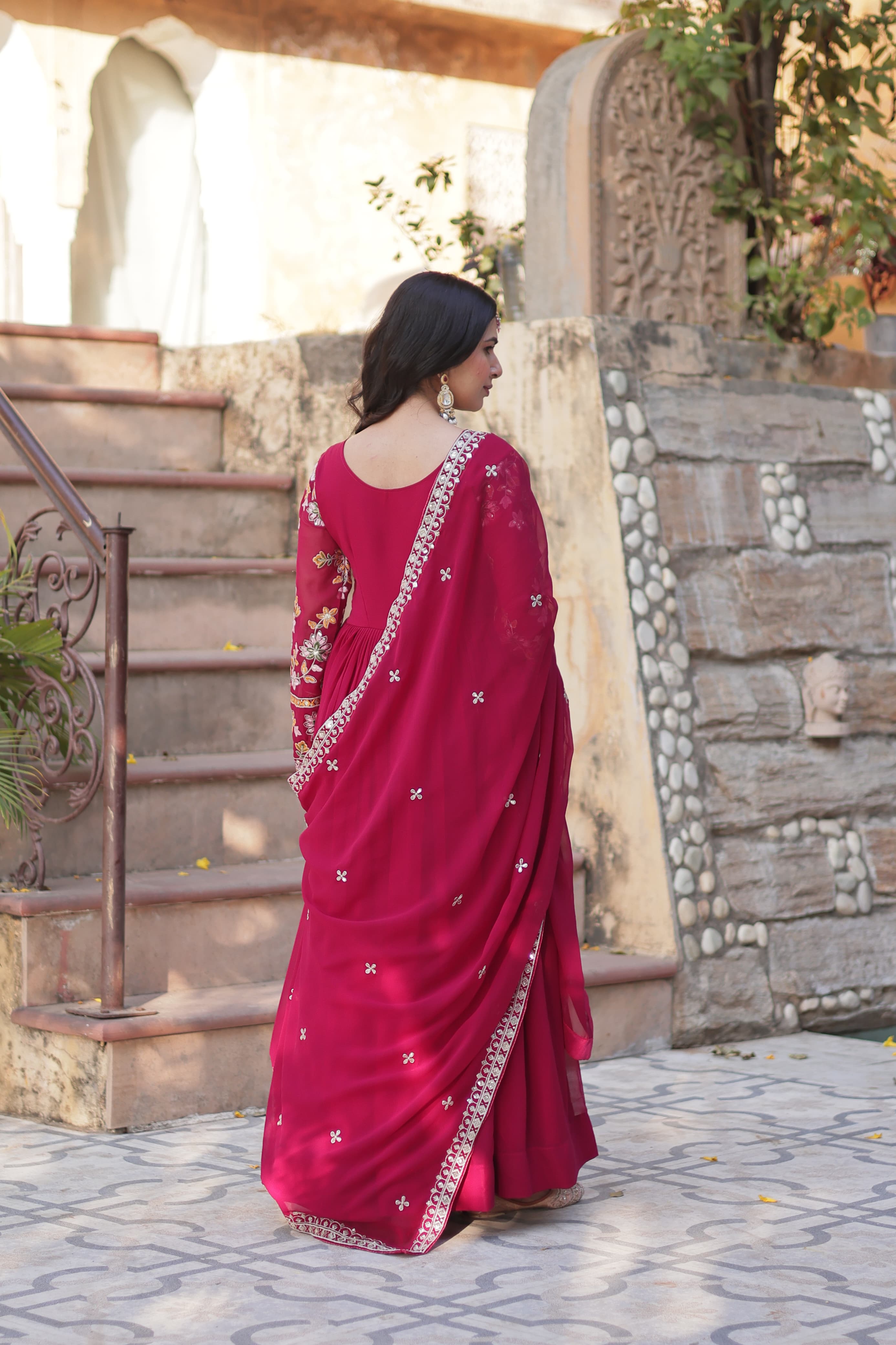 Designer embroidered gown for women