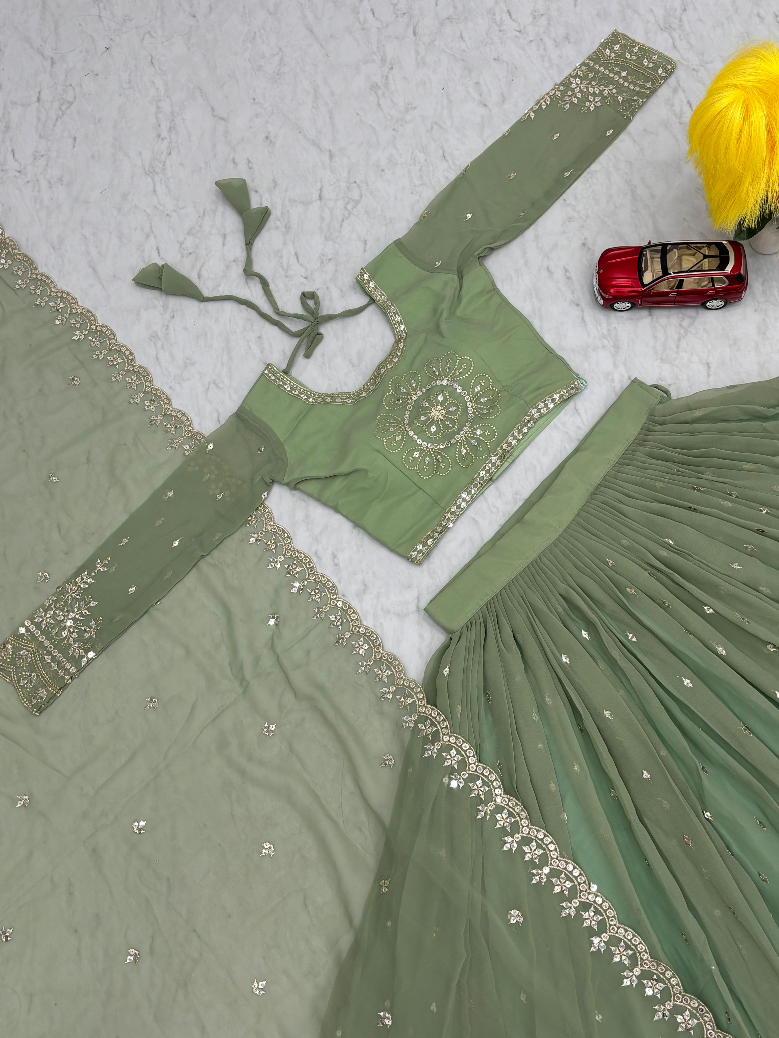 Festive Georgette Sequence Work Lehenga by Her Highness Fashion