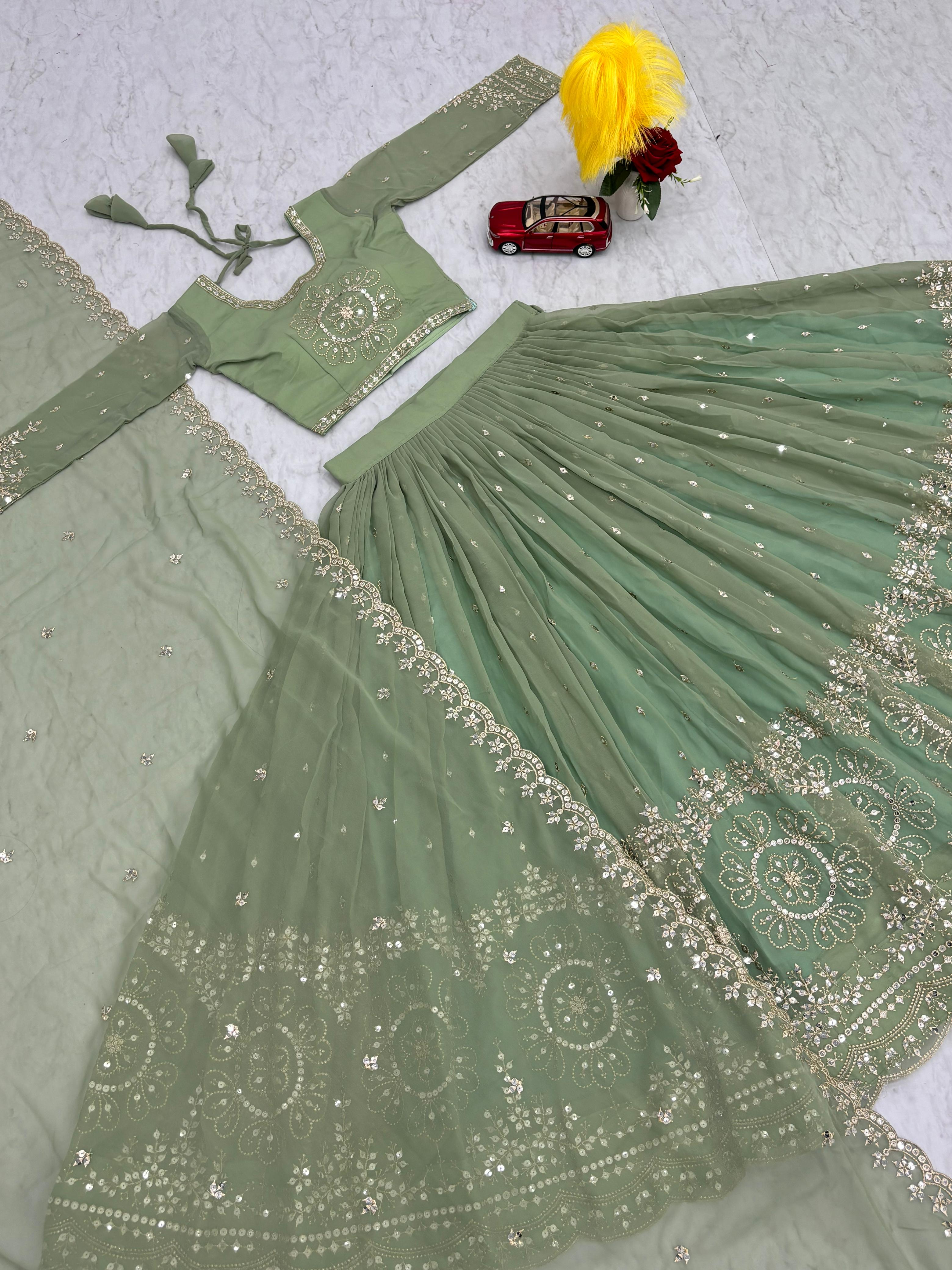 Festive Georgette Sequence Work Lehenga by Her Highness Fashion