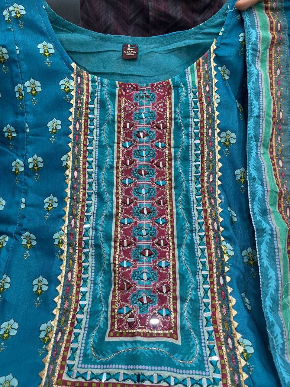 Traditional Handwork Anarkali Kurti with Latkan Lace – Her Highness Fashion
