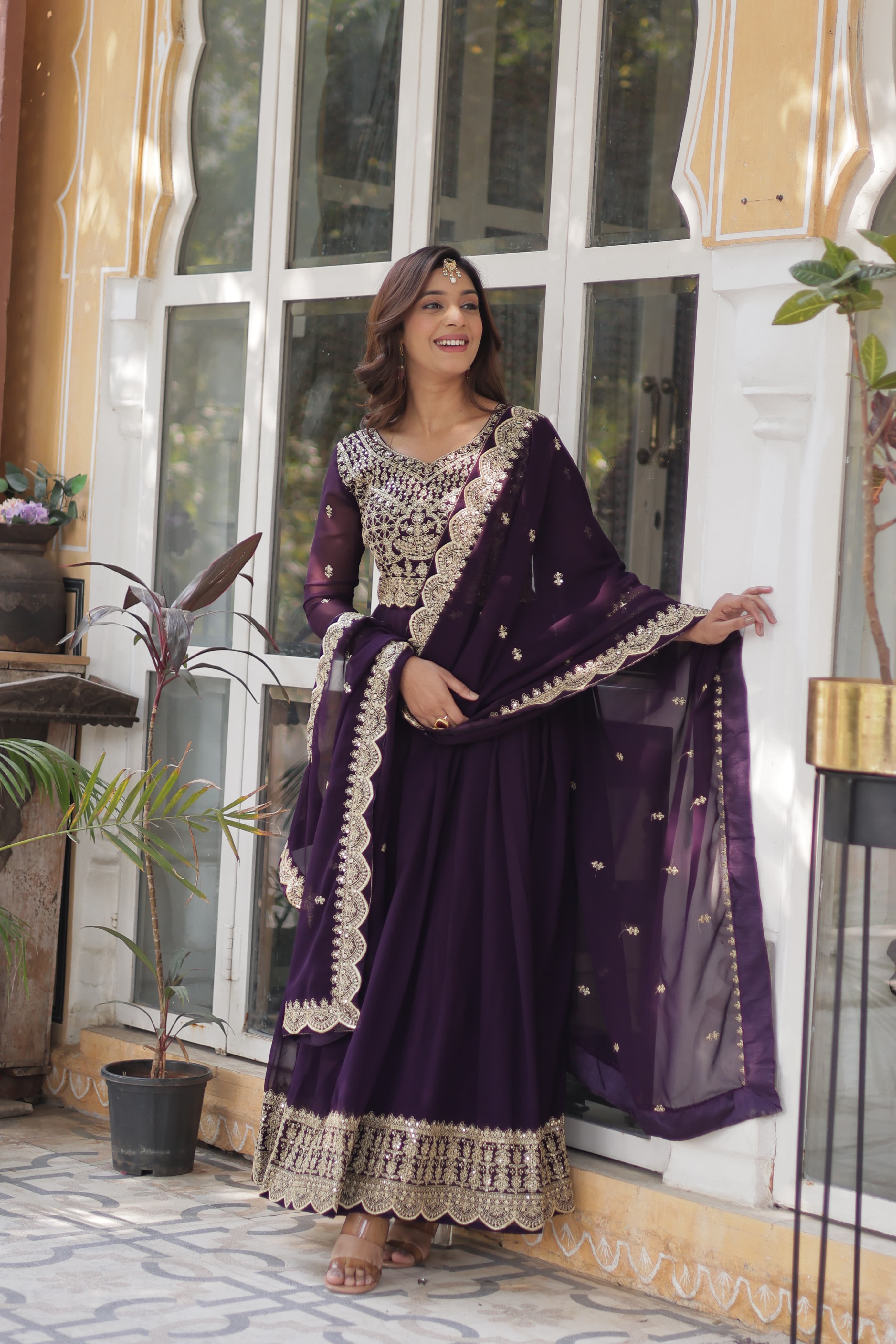Sequins embroidered gown