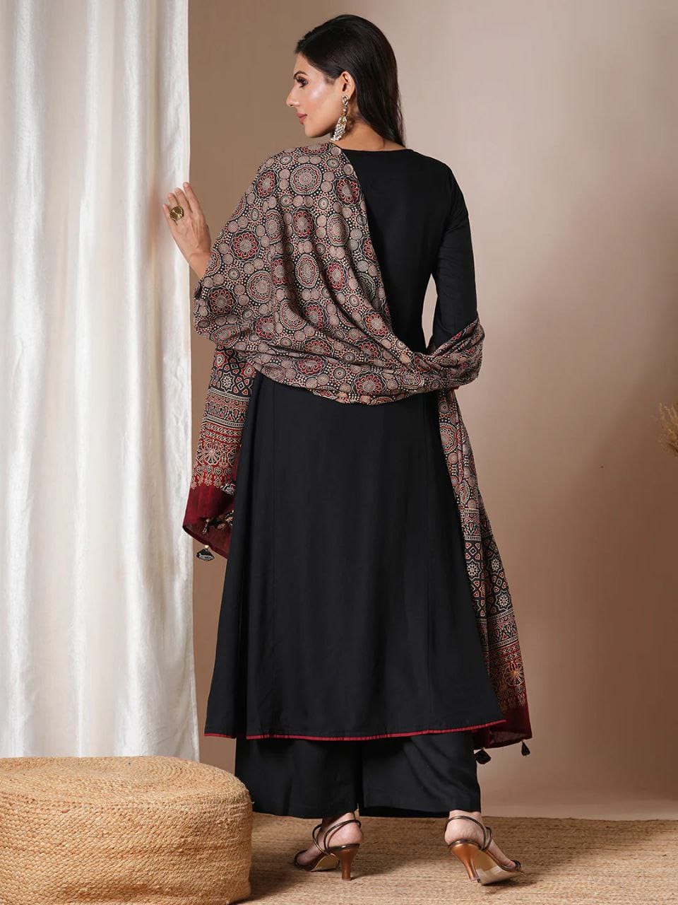 Sequence Work Viscose Chanderi Suit with Dupatta