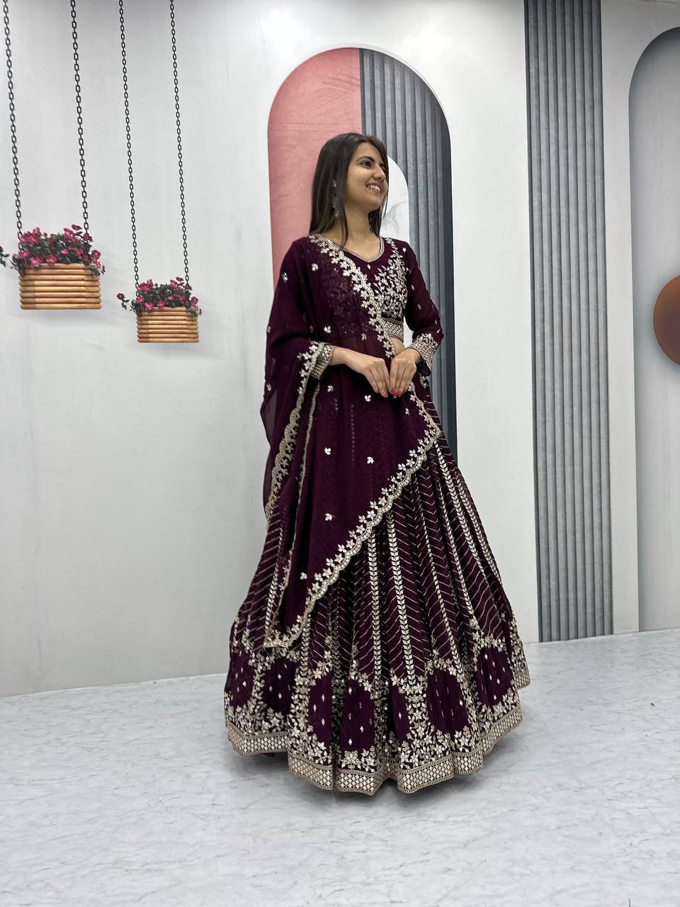 Designer Embroidered Georgette Lehenga for Women