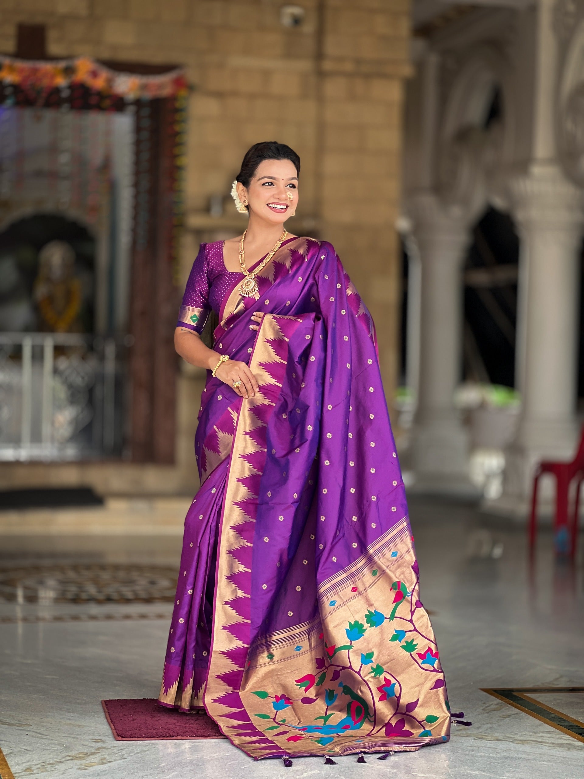 Full Front View of Paithani Silk Saree