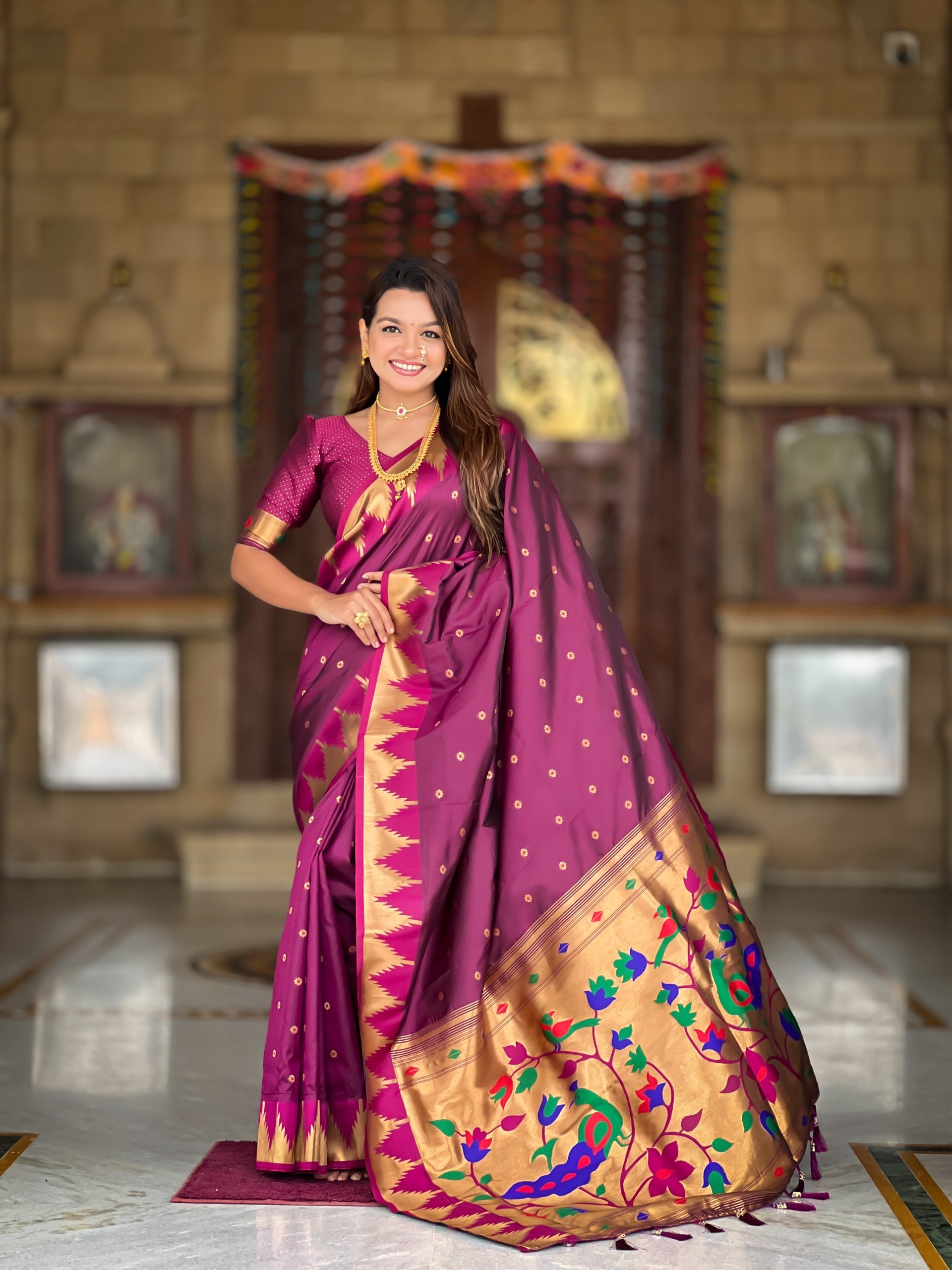 Designer Silk Blouse Piece with Sleeve Border
