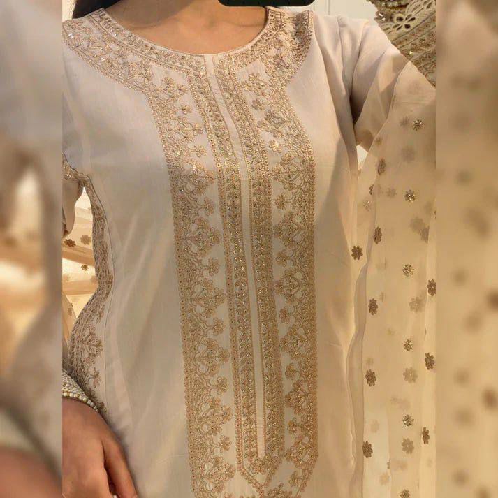 Elegant Sequin Work Roman Silk Suit – Her Highness Fashion