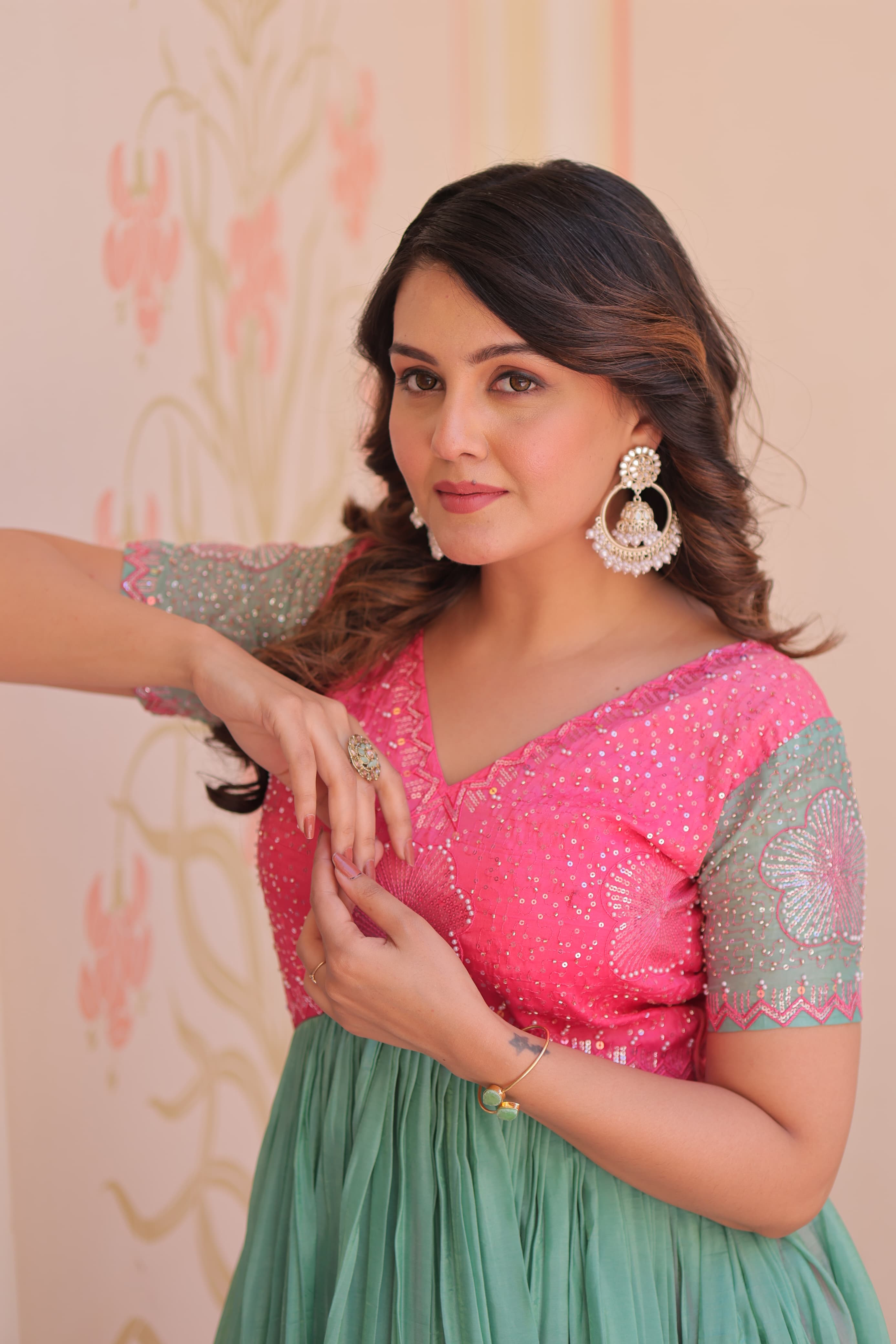 Elegant Beaded Embroidery Partywear Gown