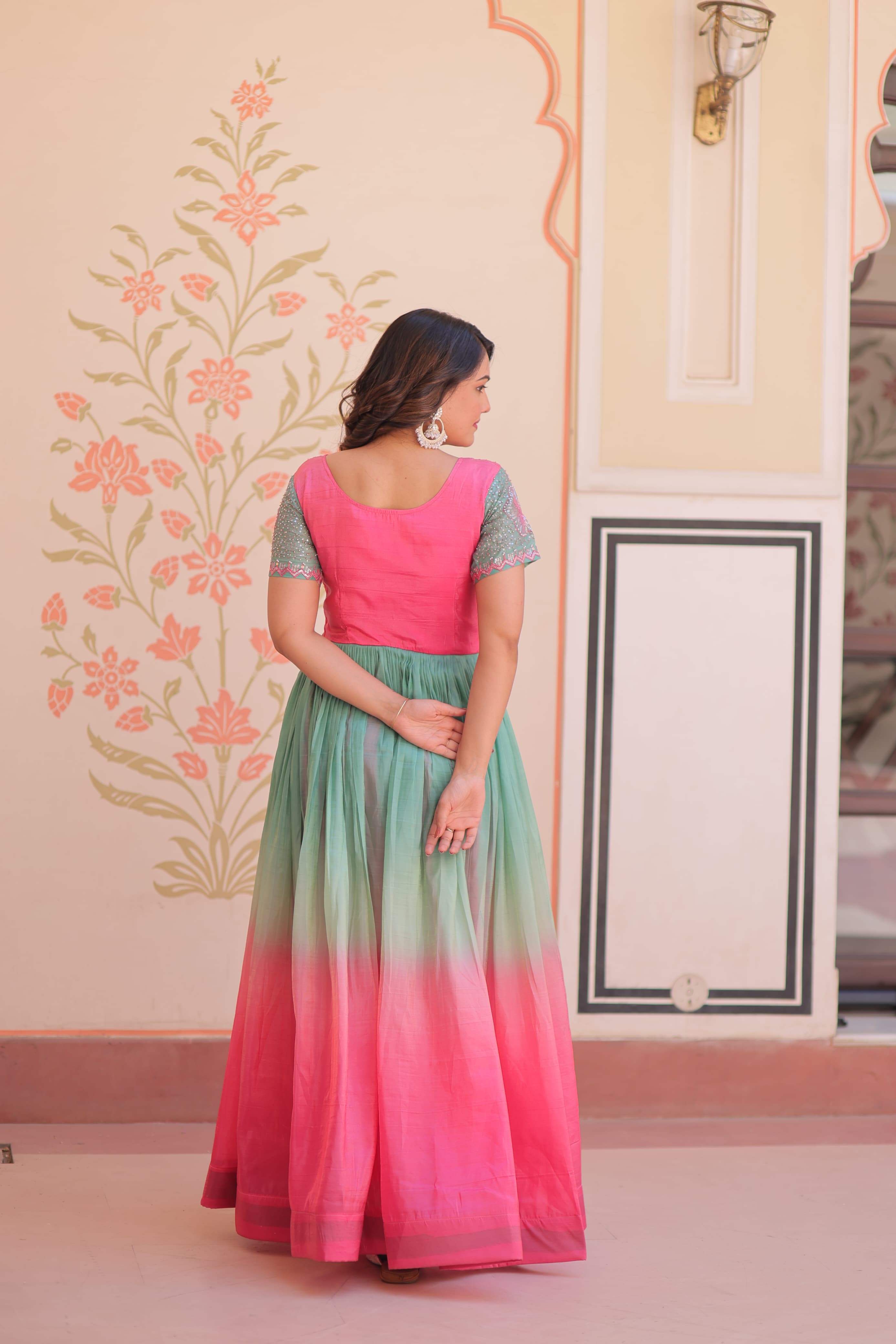 Elegant Beaded Embroidery Partywear Gown