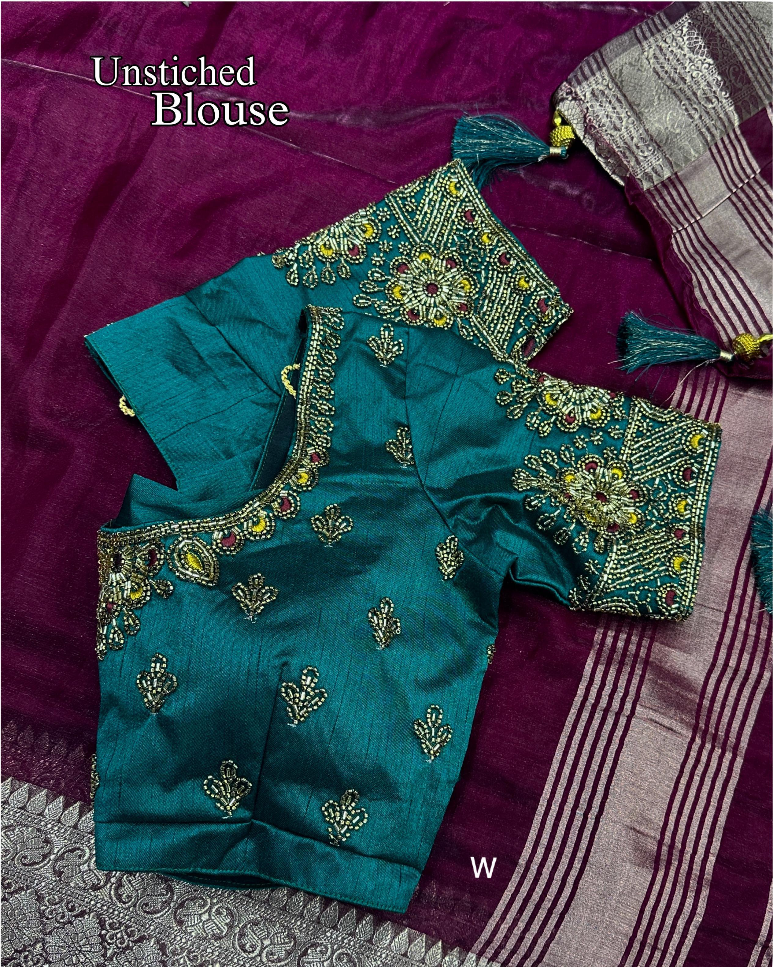 Golden Beads and Thread Work Blouse