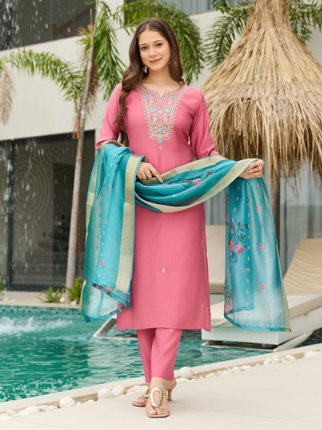 Elegant Viscose Chanderi Suit Set – Festive Ethnic Wear