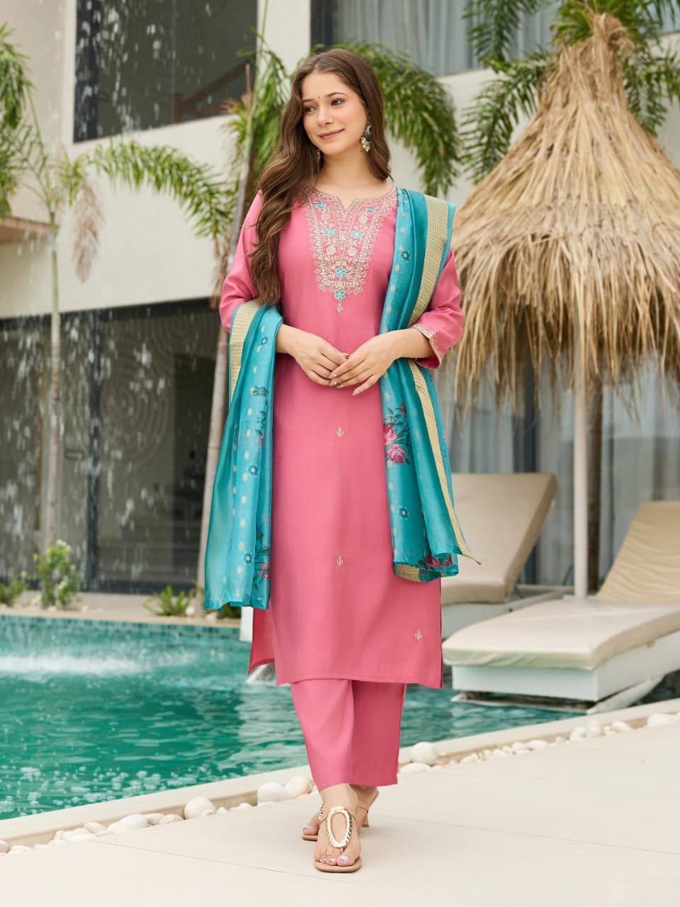 Designer Silk Anarkali Set with Organza Dupatta – Her Highness Fashion