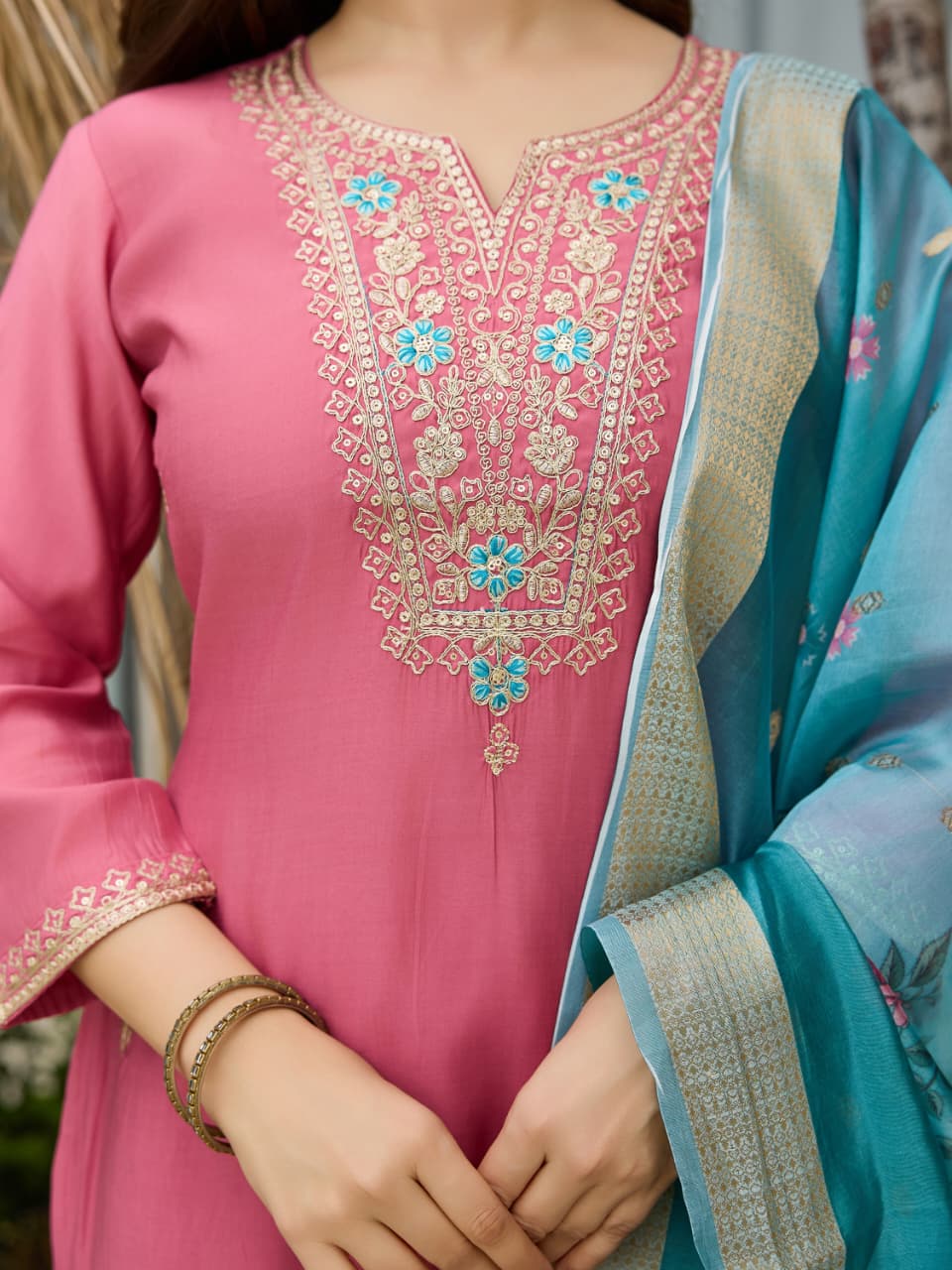 Elegant Viscose Chanderi Suit Set – Festive Ethnic Wear