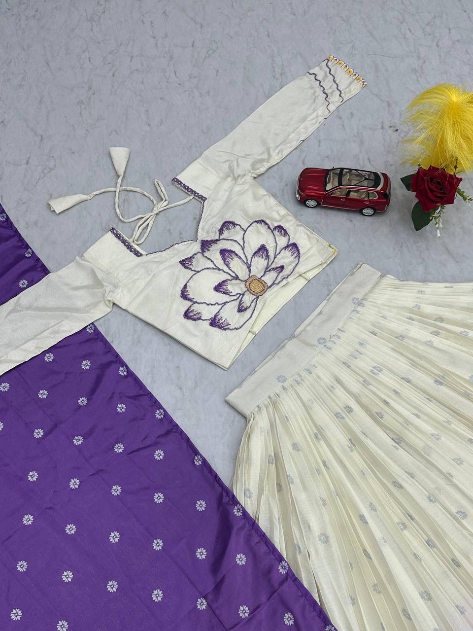 Chinon handwork blouse with matching digital print dupatta