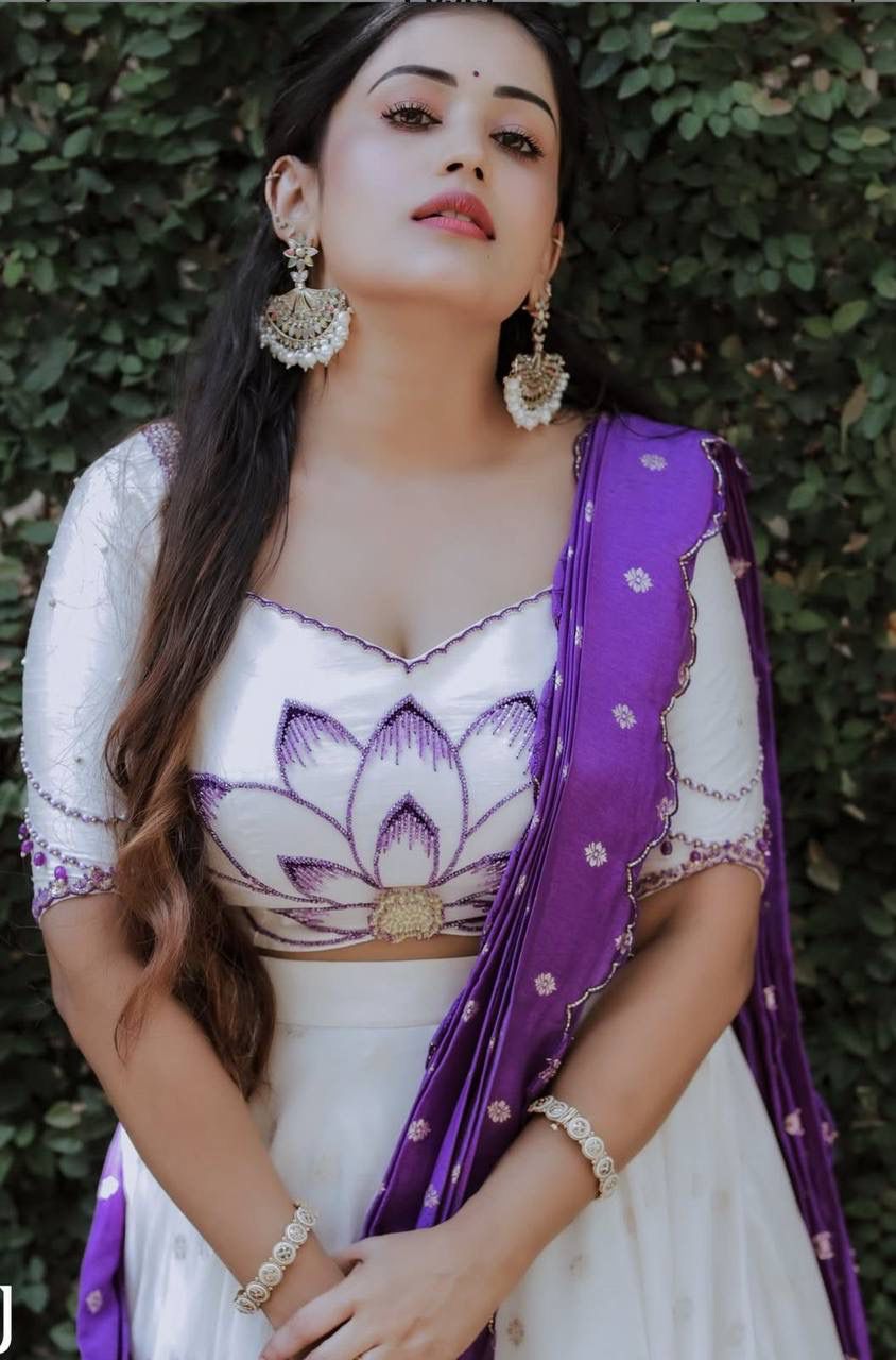 Chinon handwork blouse with matching digital print dupatta