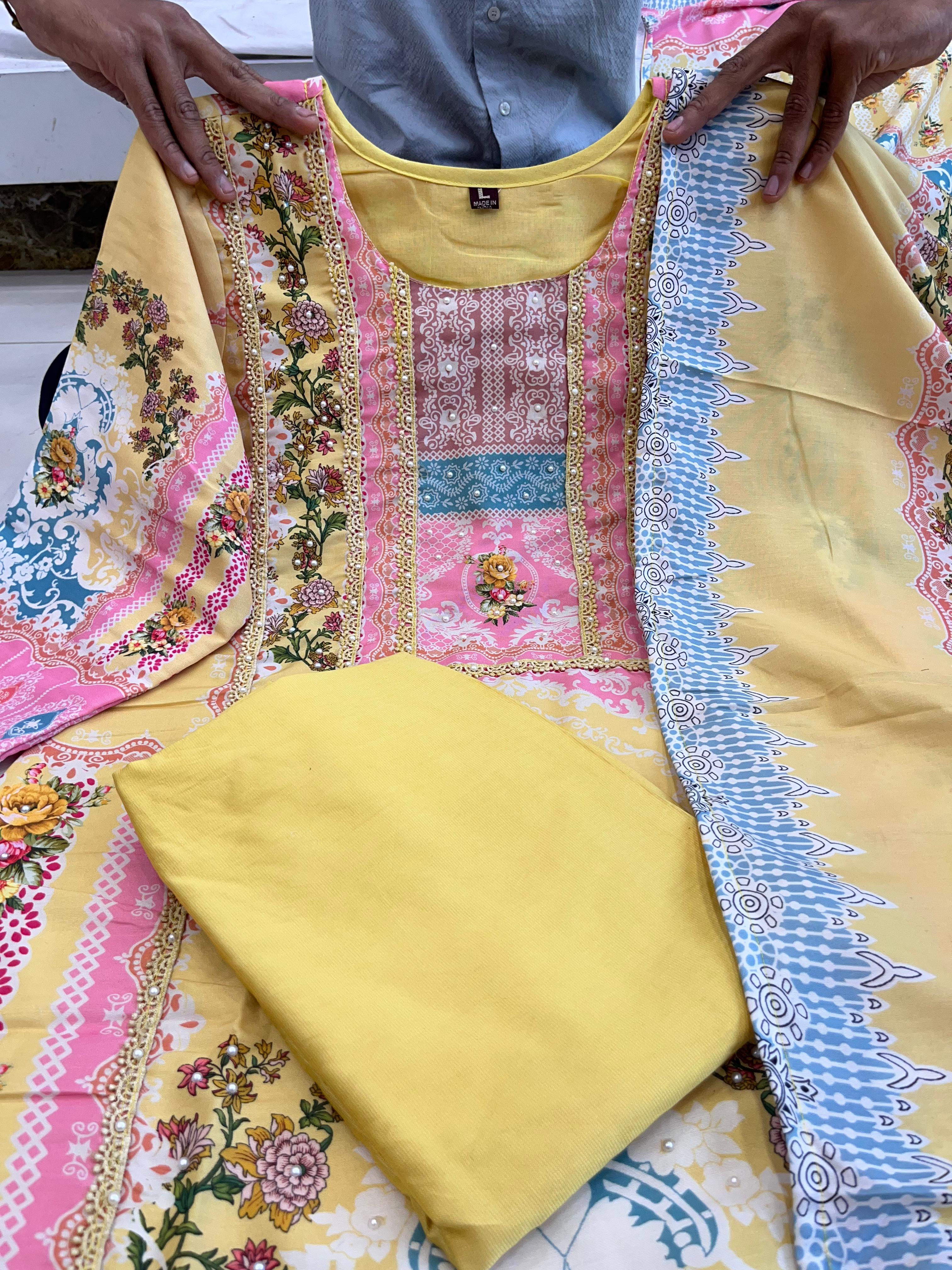 Close-up of Hand Embroidery on Soft Loom Fabric