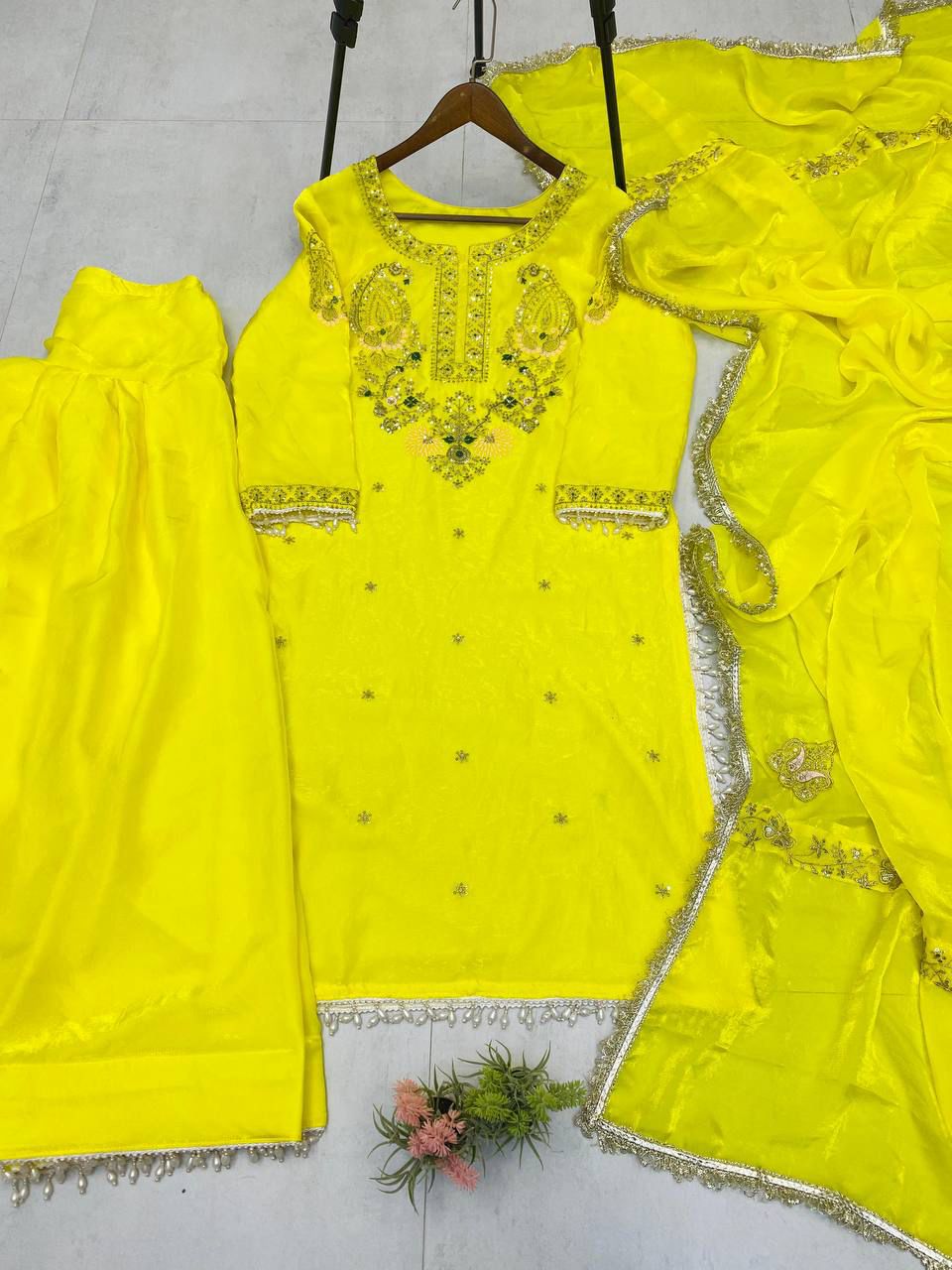 Designer Fendy Suit Set with Lace Border Dupatta – Festive Wear