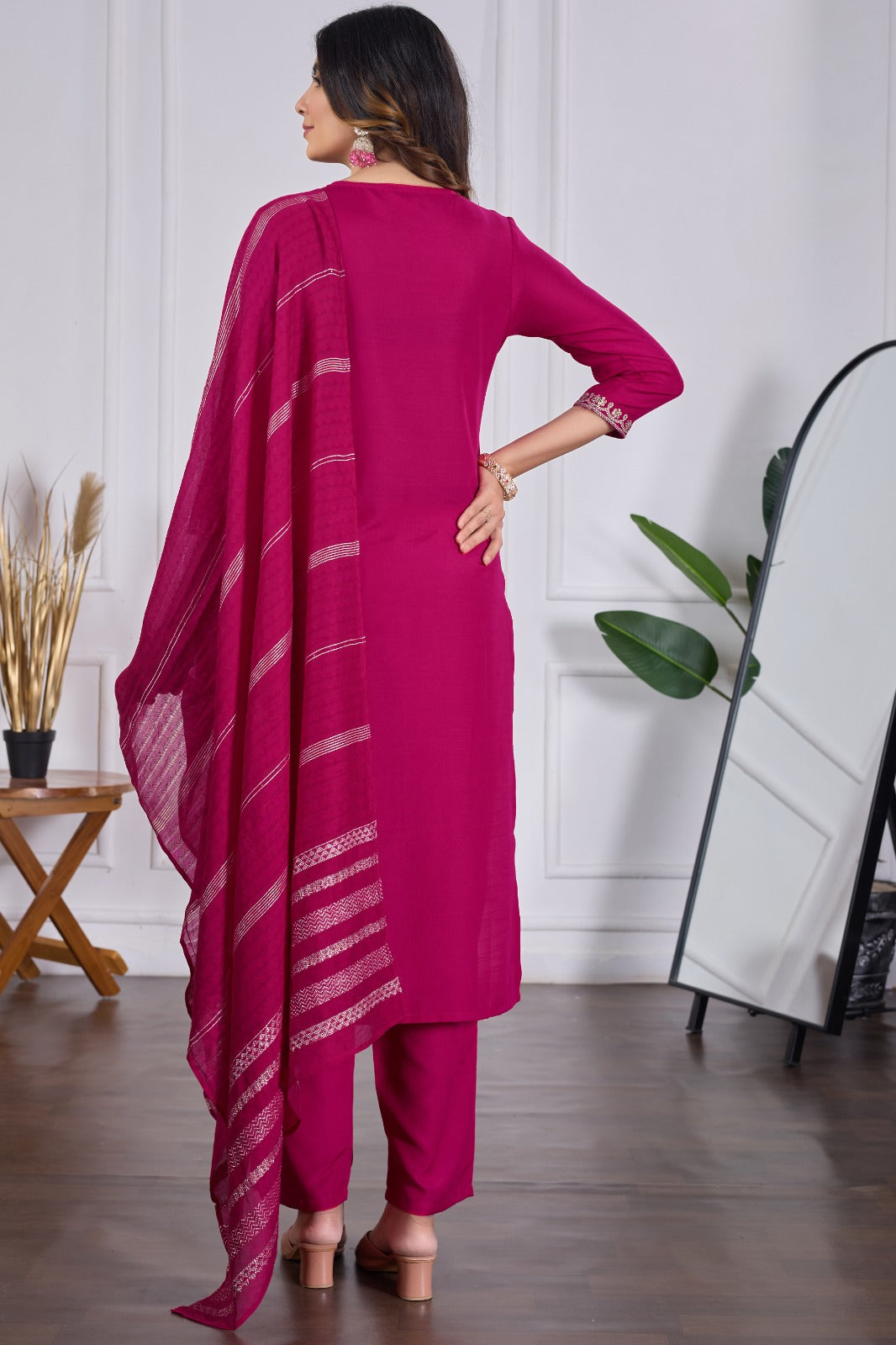 Elegant Sequence Coding Embroidery Kurti Set