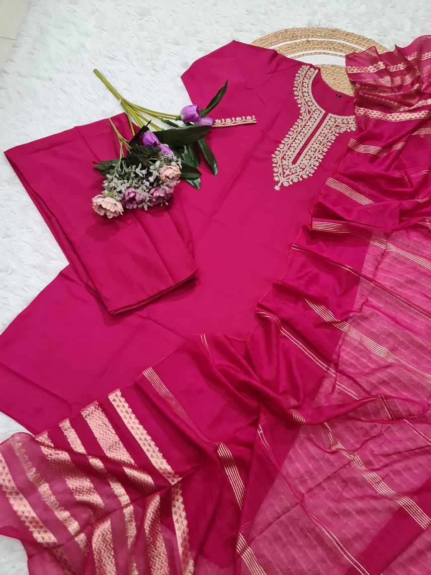 Traditional Reyon Suit Set with Dupatta for Party Wear