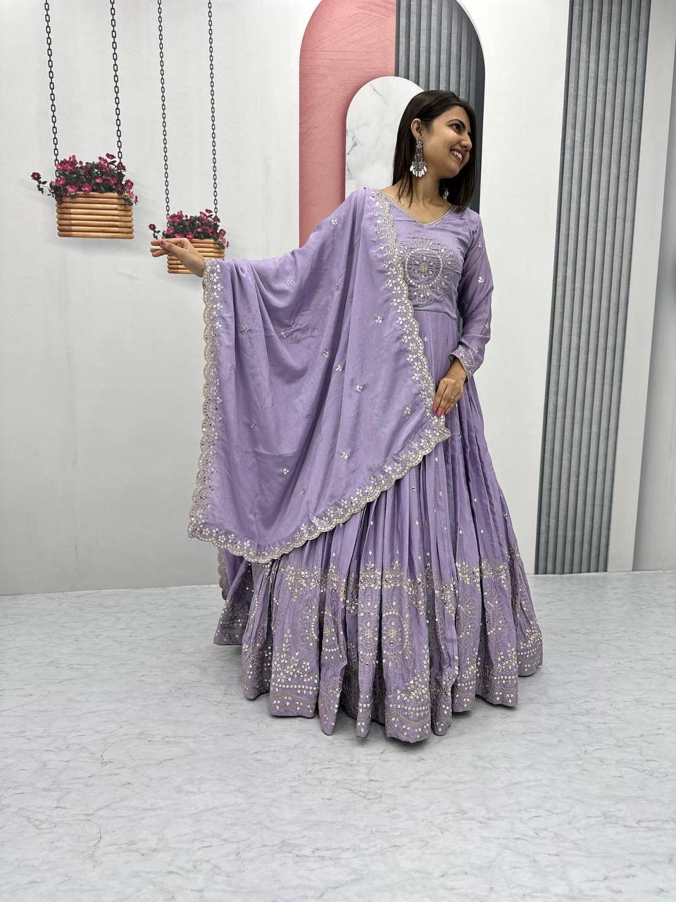 Elegant Fully Stitched Chinon Suit by Her Highness Fashion