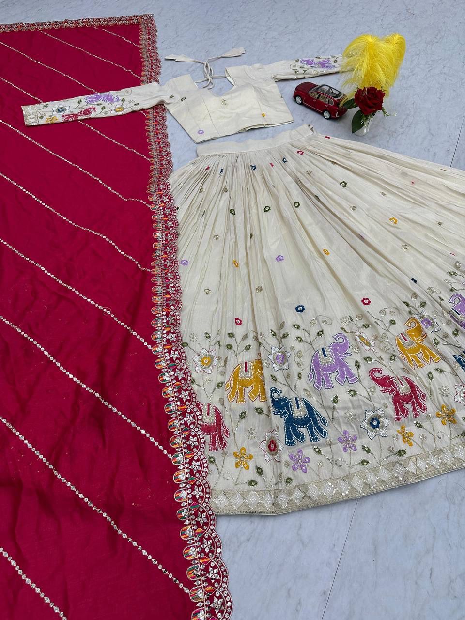 Designer Tissue Silk Lehenga Choli with Vichitra Silk Dupatta