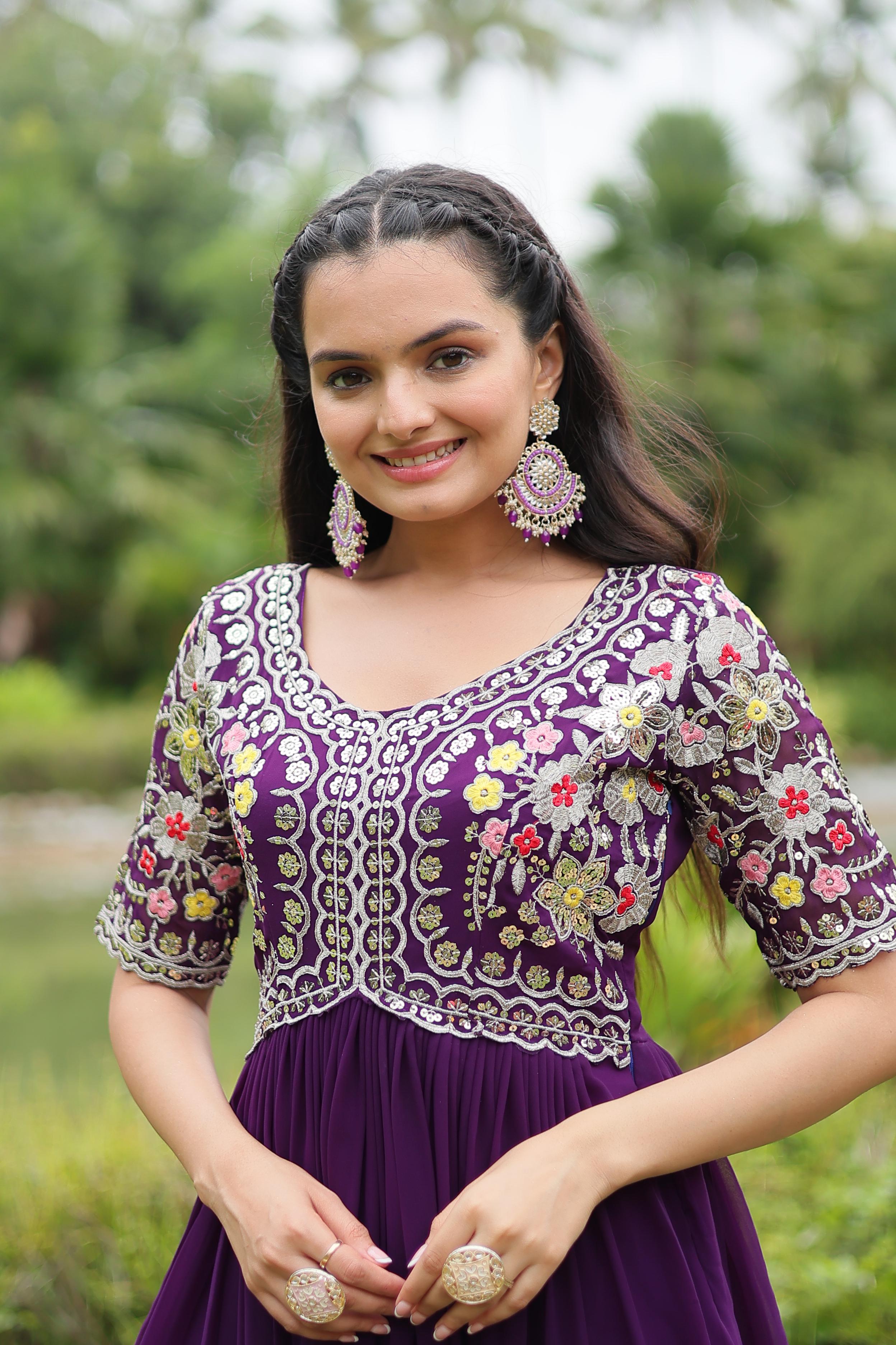Faux Blooming Designer Gown with Zari and Sequins Work