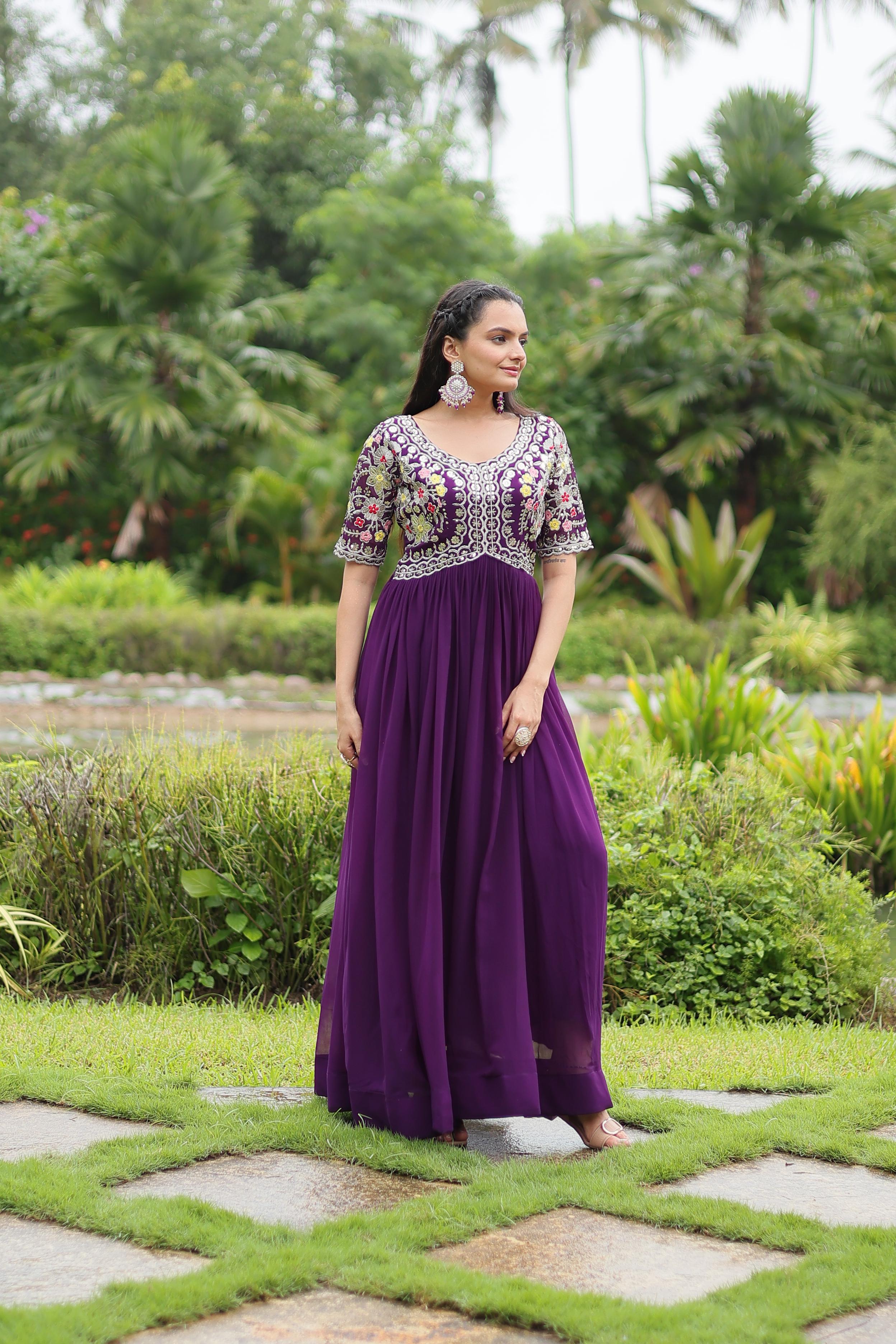Zari Sequins Embroidered Designer Gown