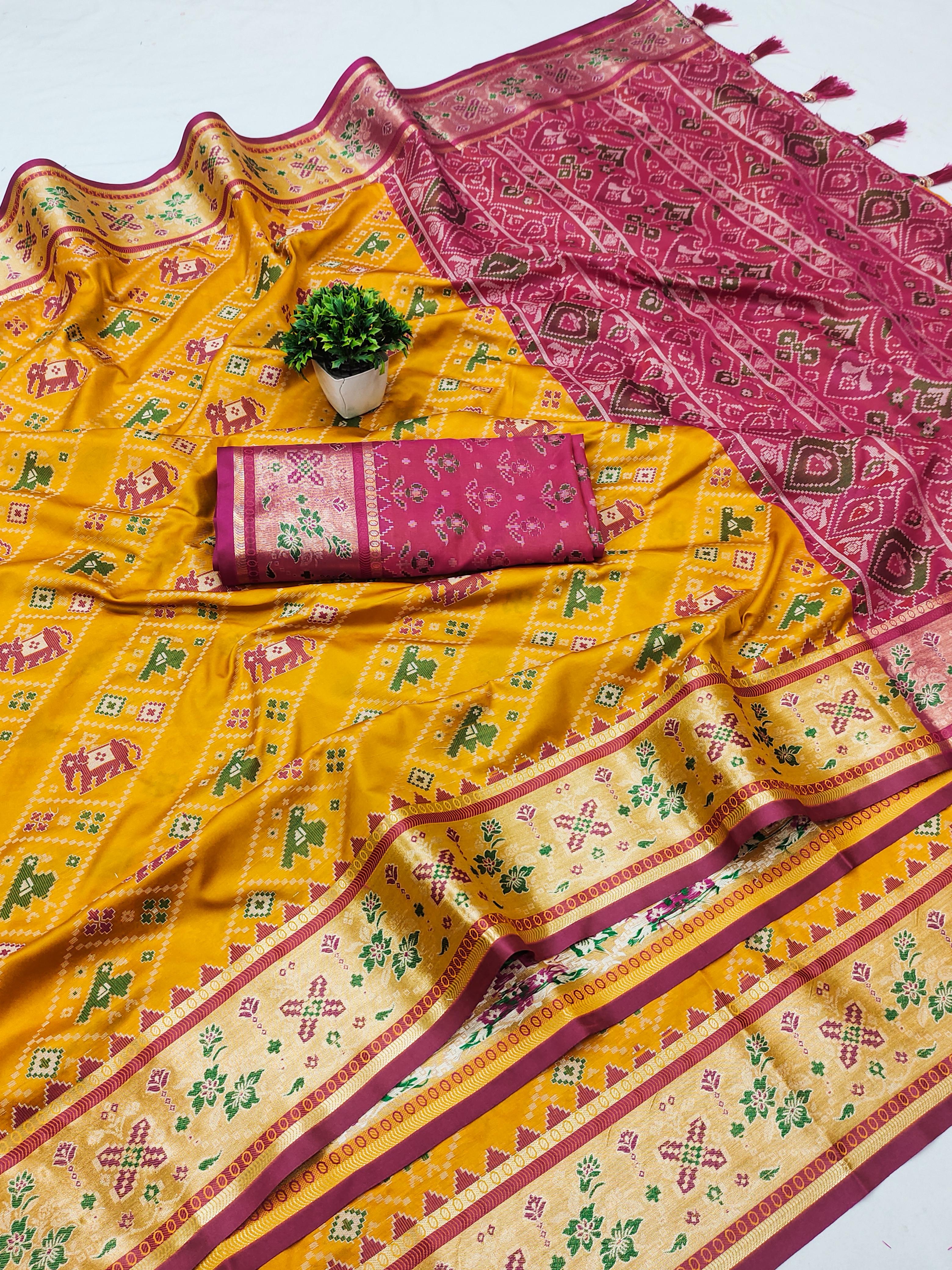 Soft Patola Silk Meenakari Weaving Saree