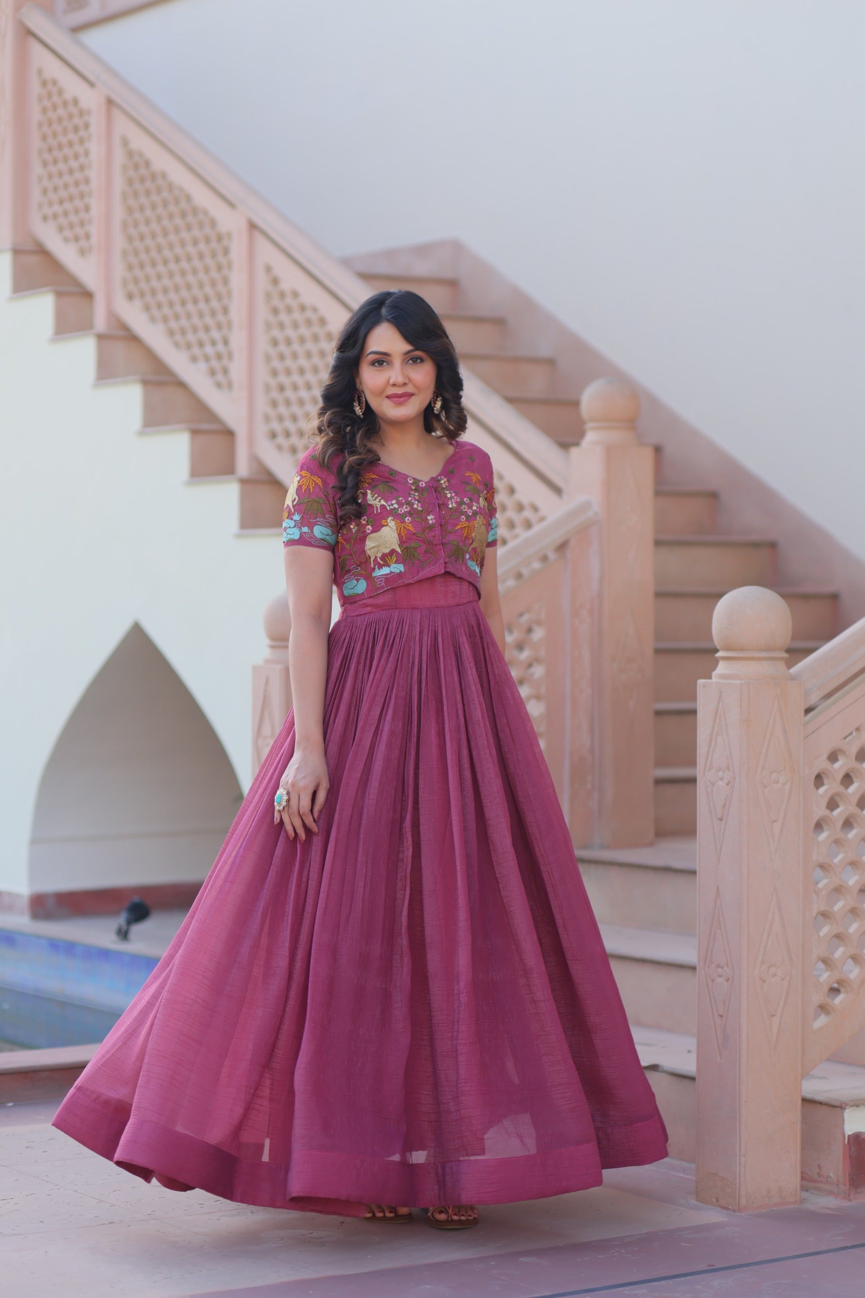Elegant Silver Party Wear Gown Her Highness Fashion